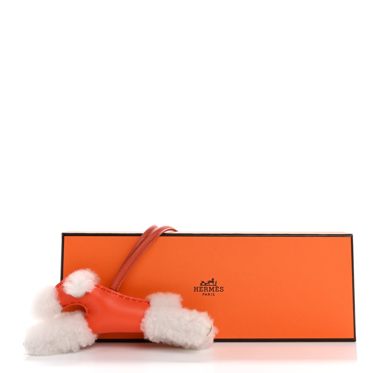 Hermes Milo Lambskin Shearling Budy Charm Orange Poppy 4 of 4