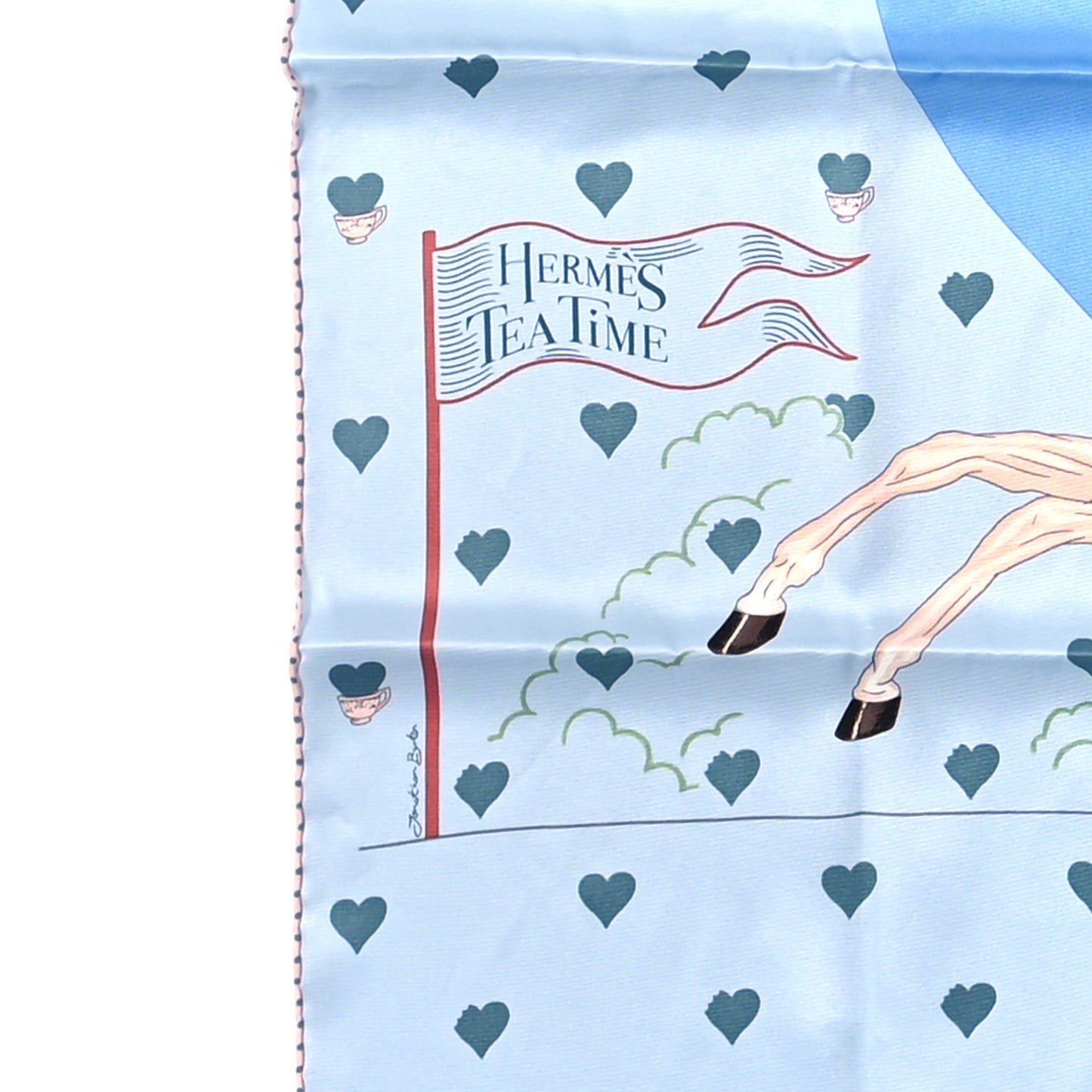 Silk Tea Time Scarf 70 Bleu Ciel Bleu Azur