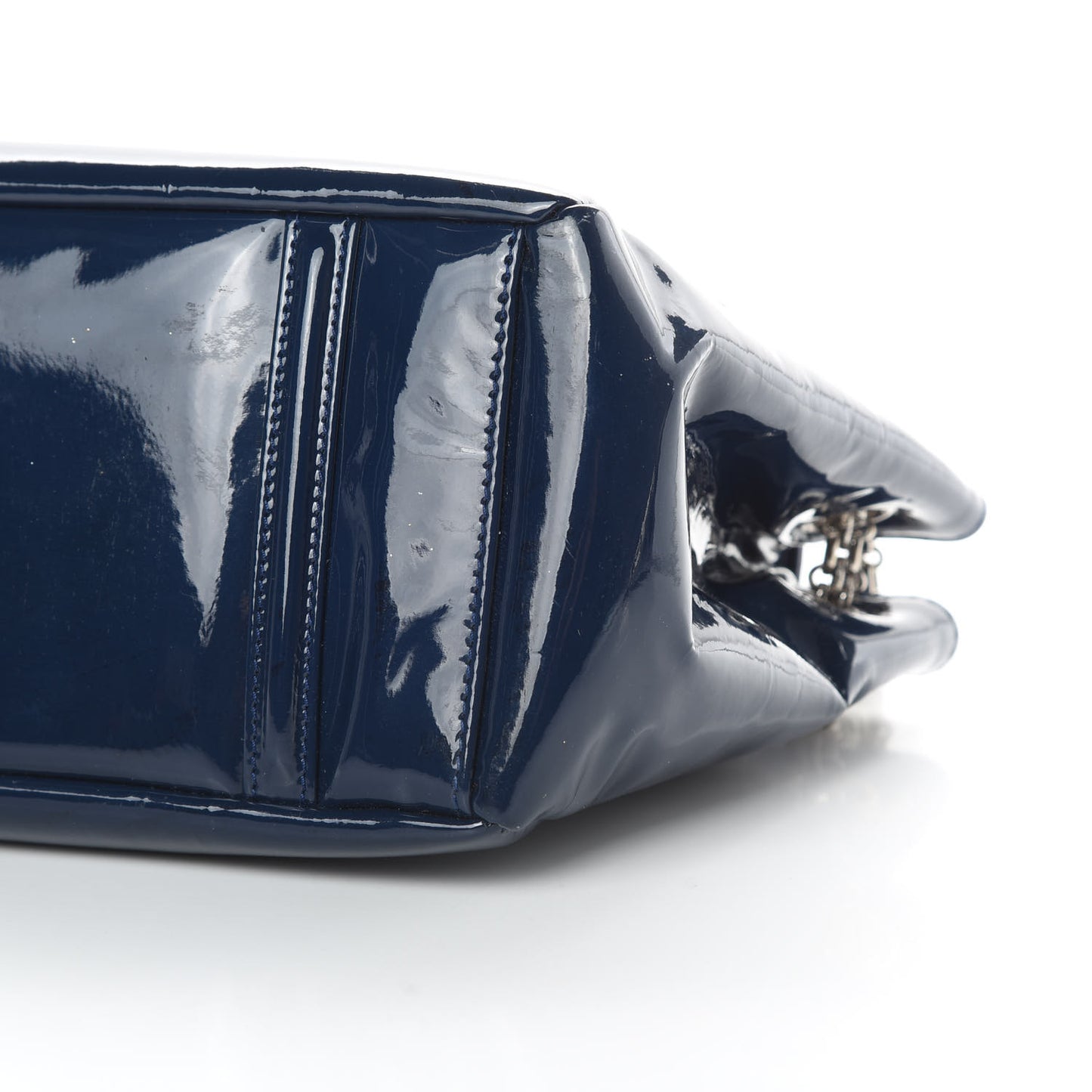 Patent Calfskin Mademoiselle Lock Bijoux Chain Flap Blue