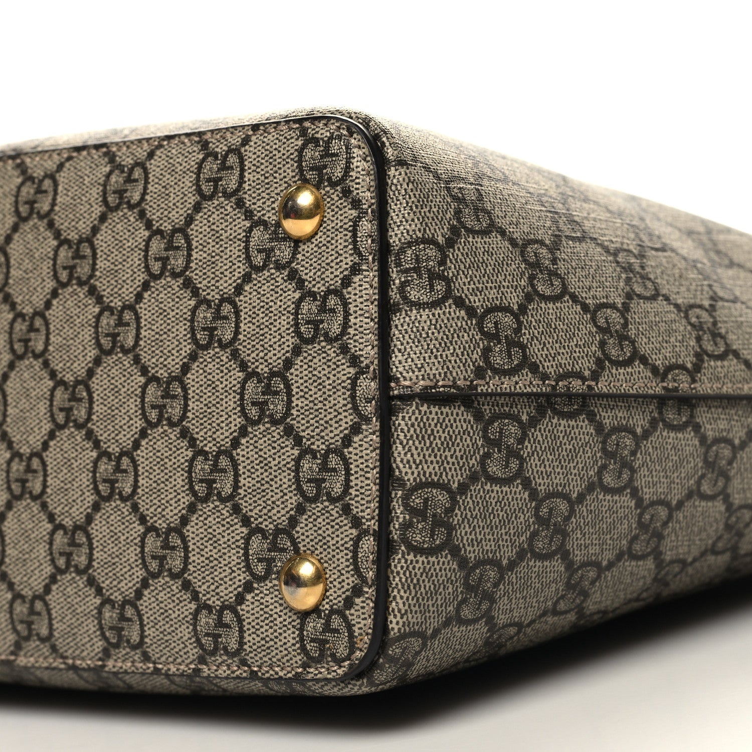 Gucci GG Supreme Monogram Medium Zippered Bucket Tote Beige Hibiscus Red New Rosette 9 of 11