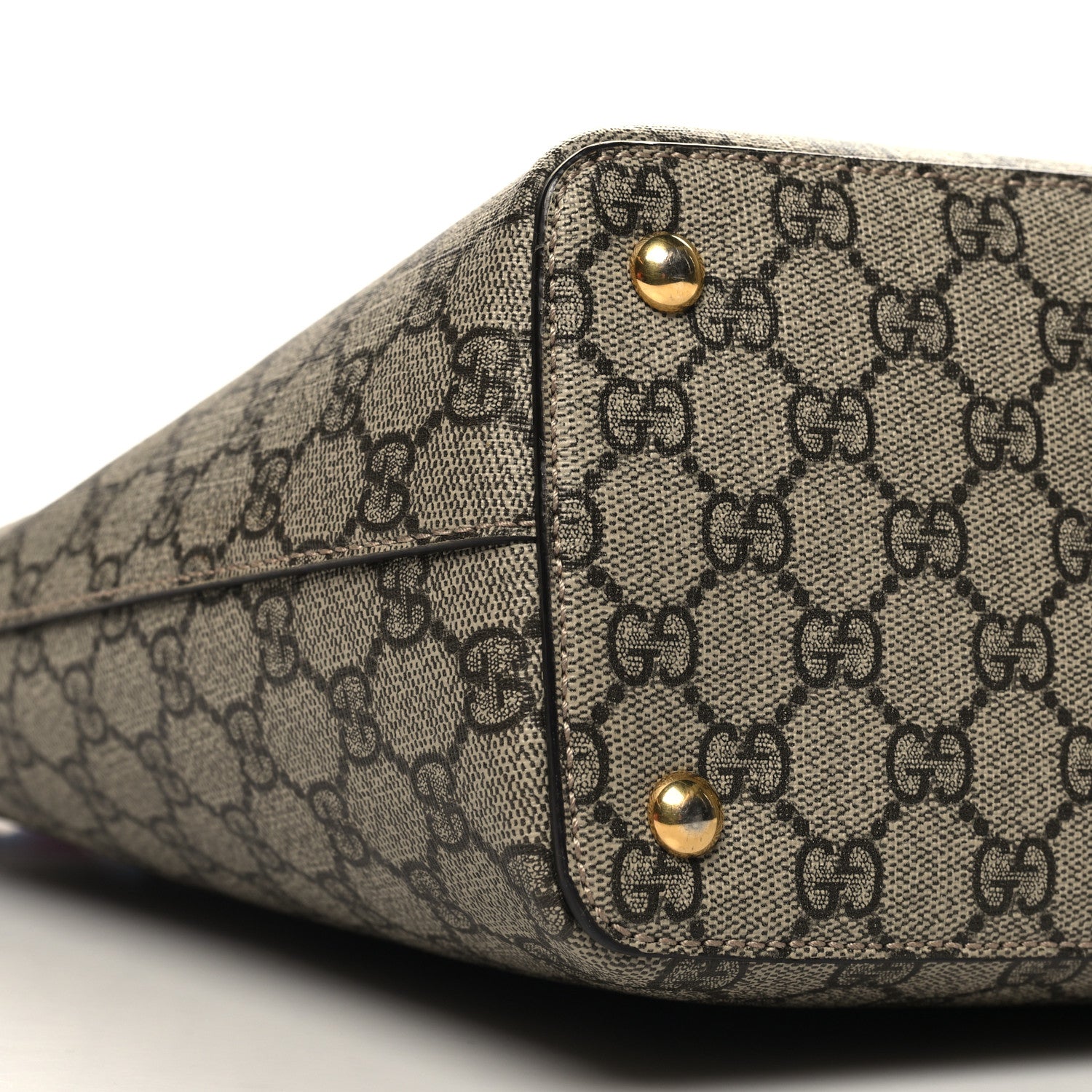 Gucci GG Supreme Monogram Medium Zippered Bucket Tote Beige Hibiscus Red New Rosette 8 of 11