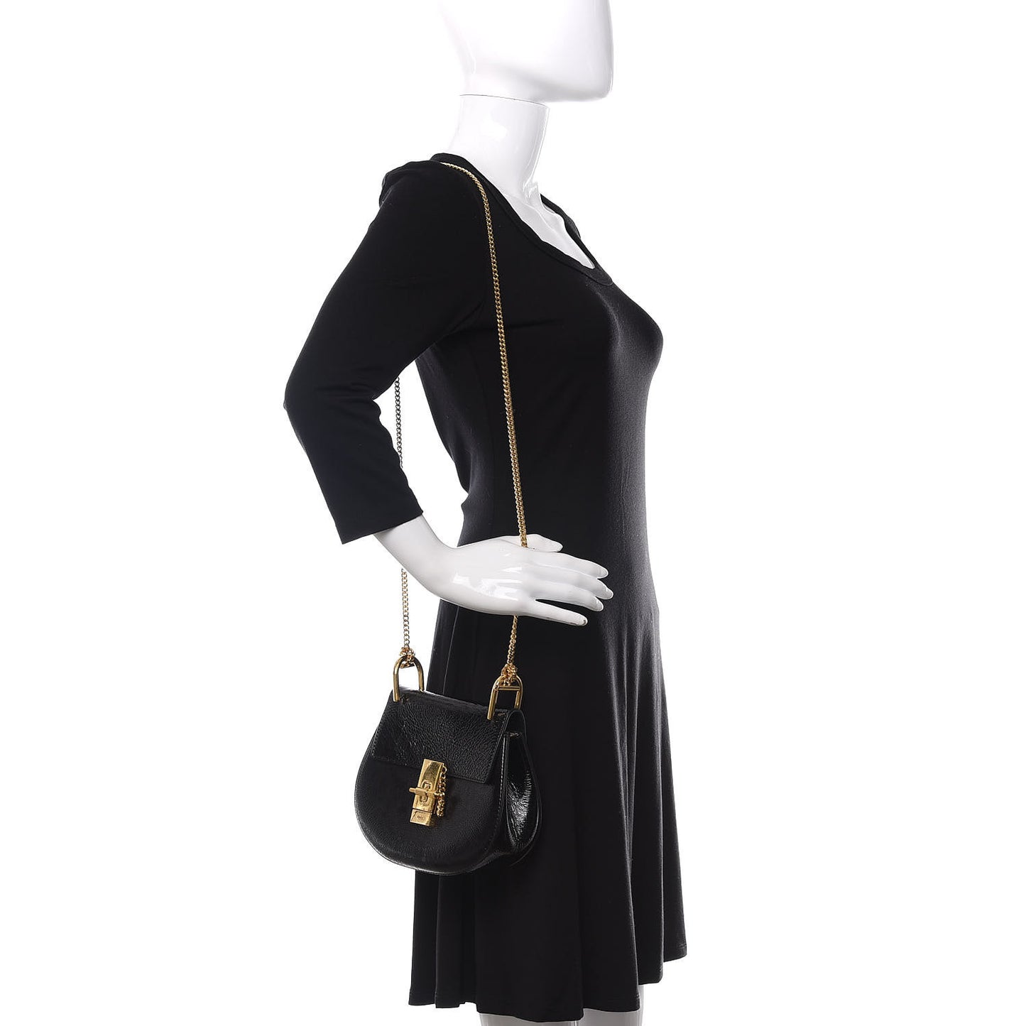 Grained Patent Mini Drew Shoulder Bag Black