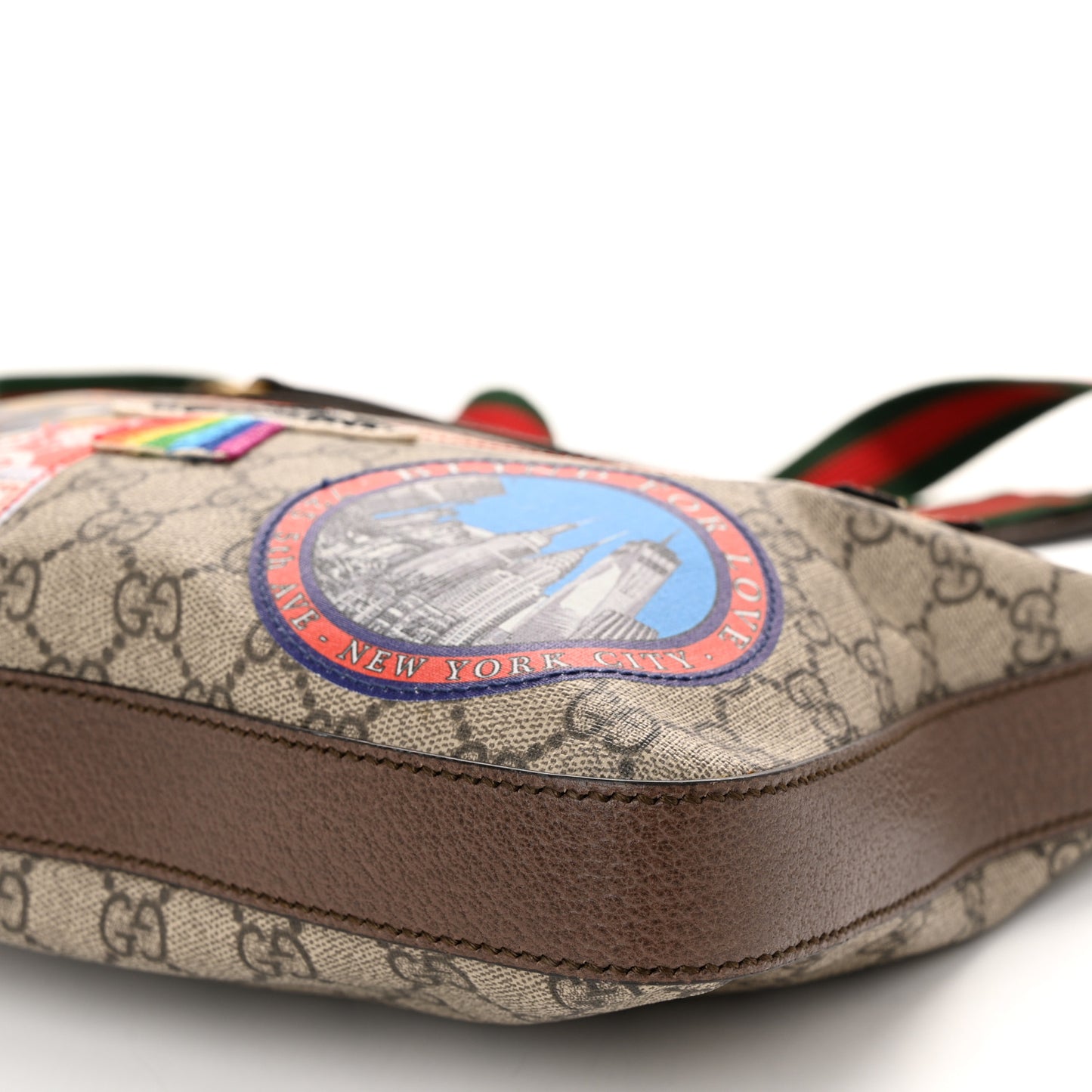 Soft GG Supreme Monogram Courrier Web Medium Flat Messenger Bag Beige New Acero Multicolor