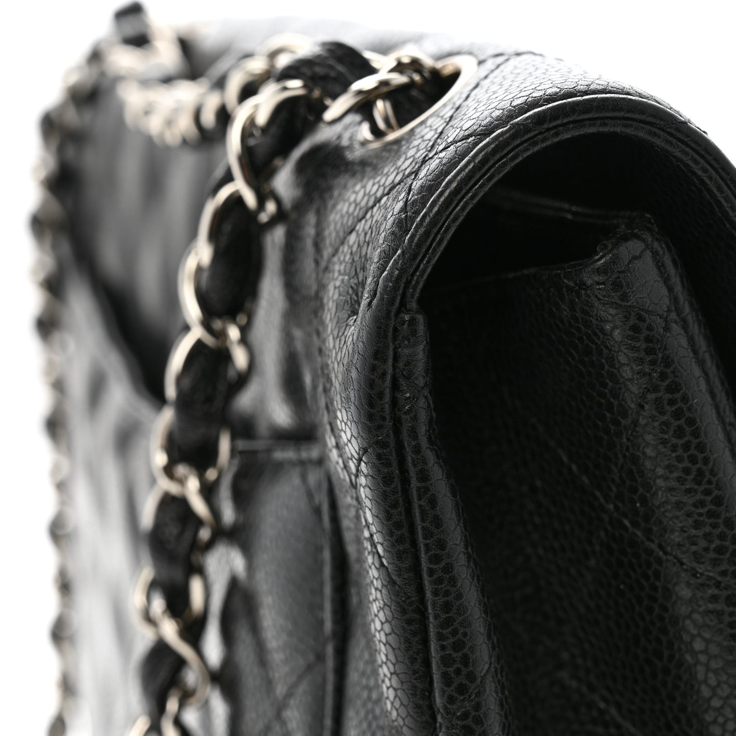 Caviar Quilted Jumbo Double Flap Black