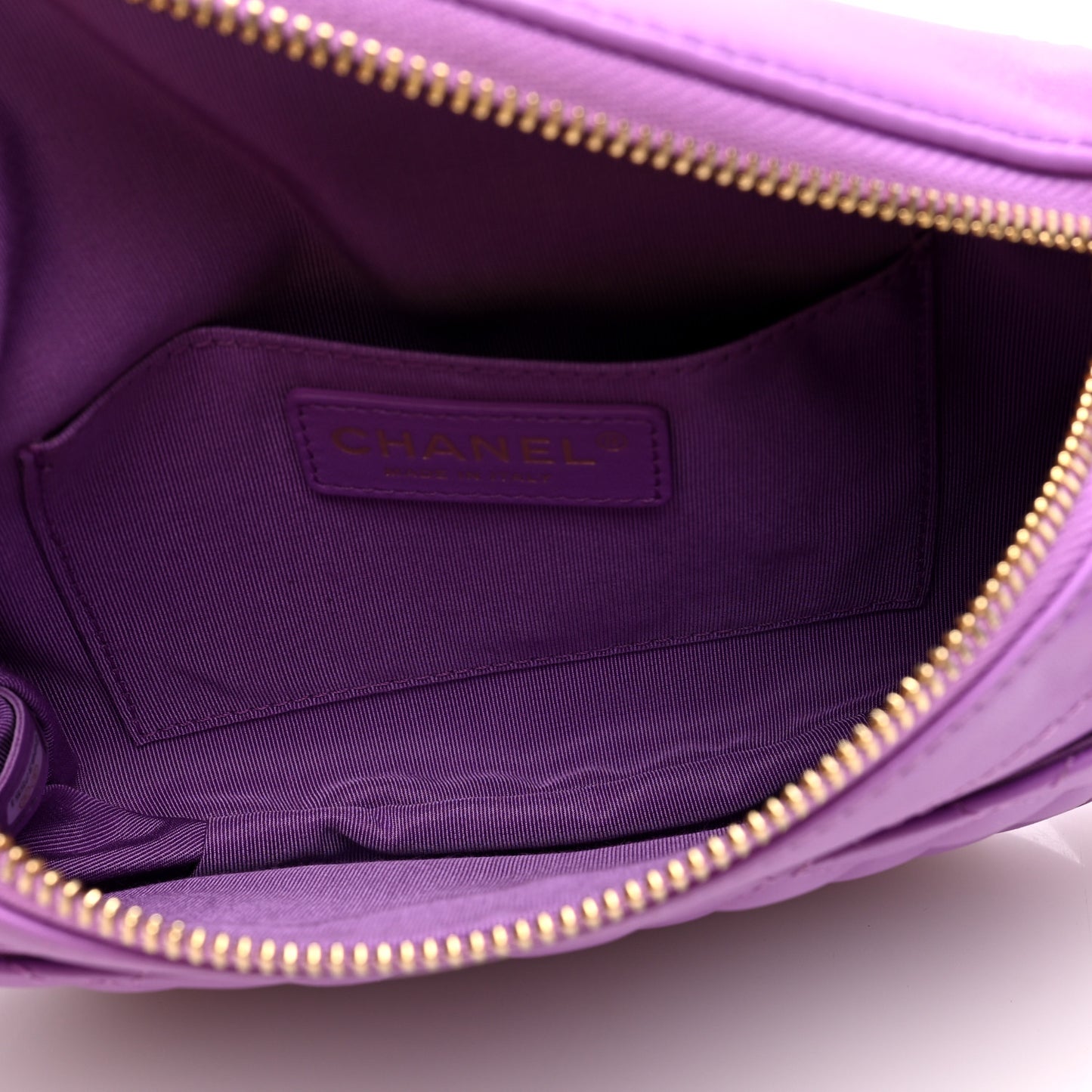 Lambskin Quilted Waist Belt Bag Purple
