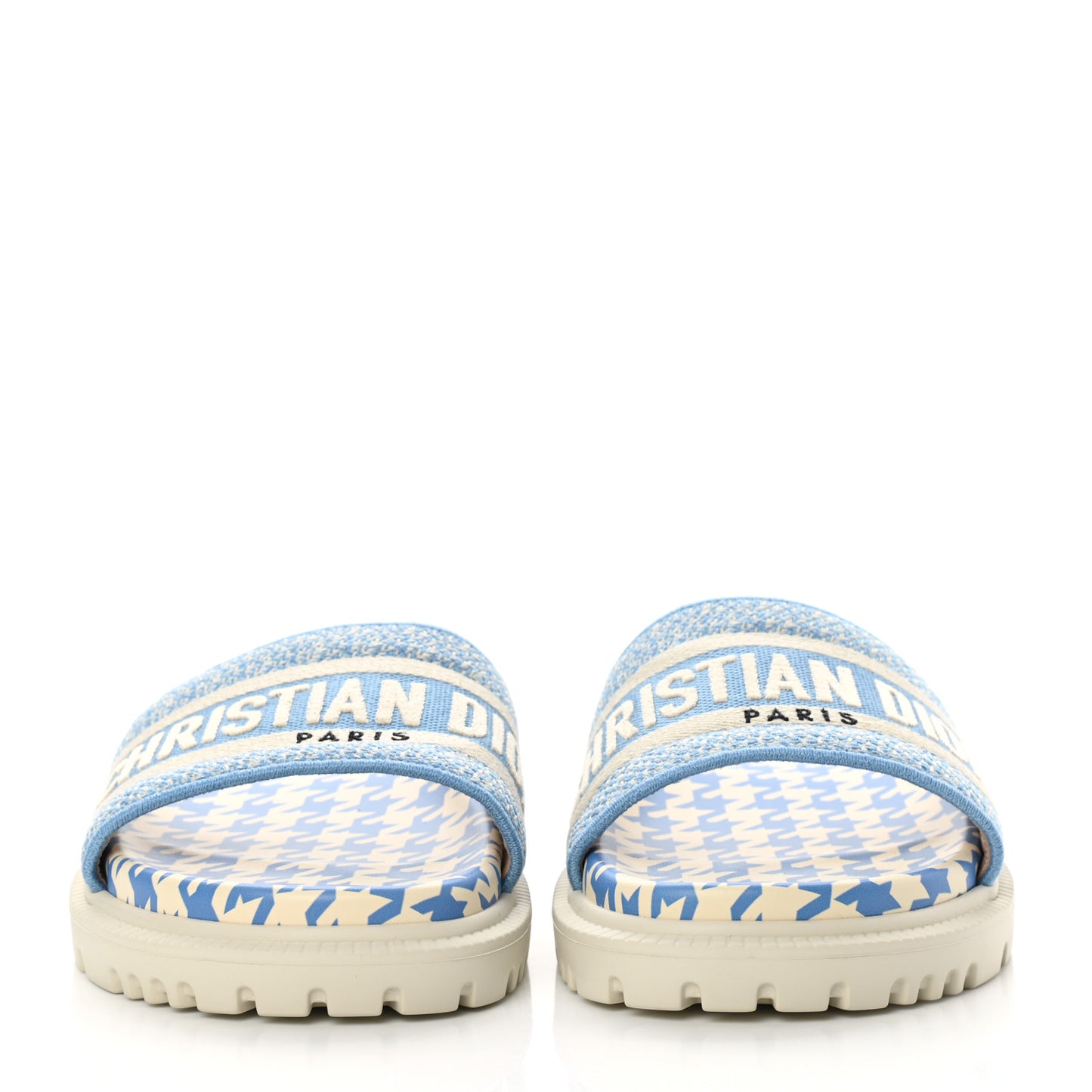 Micro PDP Cotton Houndstooth Embroidered Dway 10mm Slide Sandals 35 Cornflower