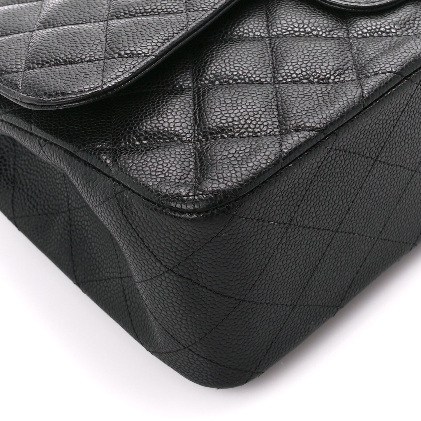 Caviar Quilted Jumbo Double Flap Black