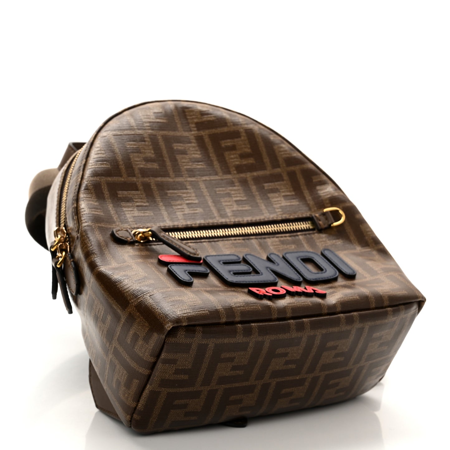 X FILA Glazed Fabric Vitello Century FF 1974 Mania Mini Backpack Mogano Panna Blueberry