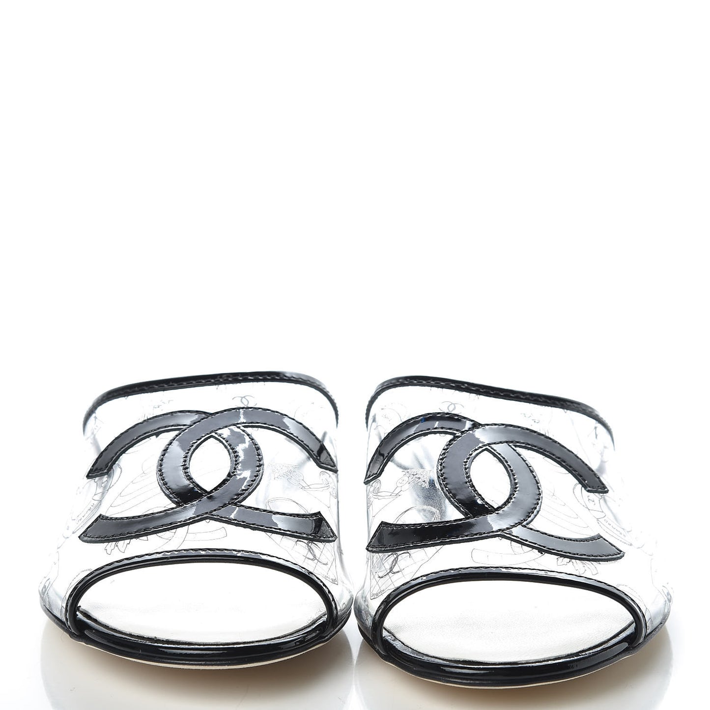 Patent Calfskin PVC Mule 39 Transparent Black