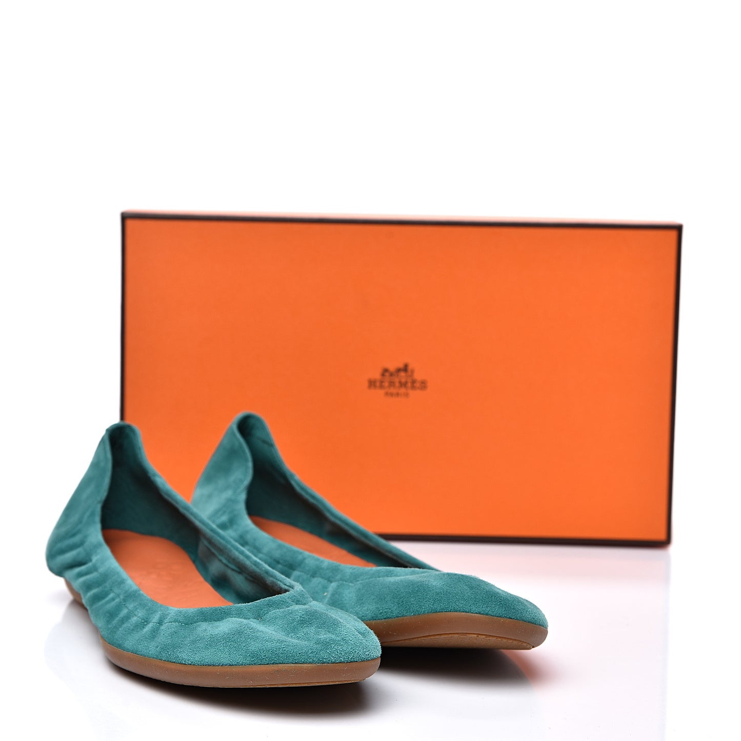 Chevre Velours Carina Ballerina Flats 39.5 Emeraude