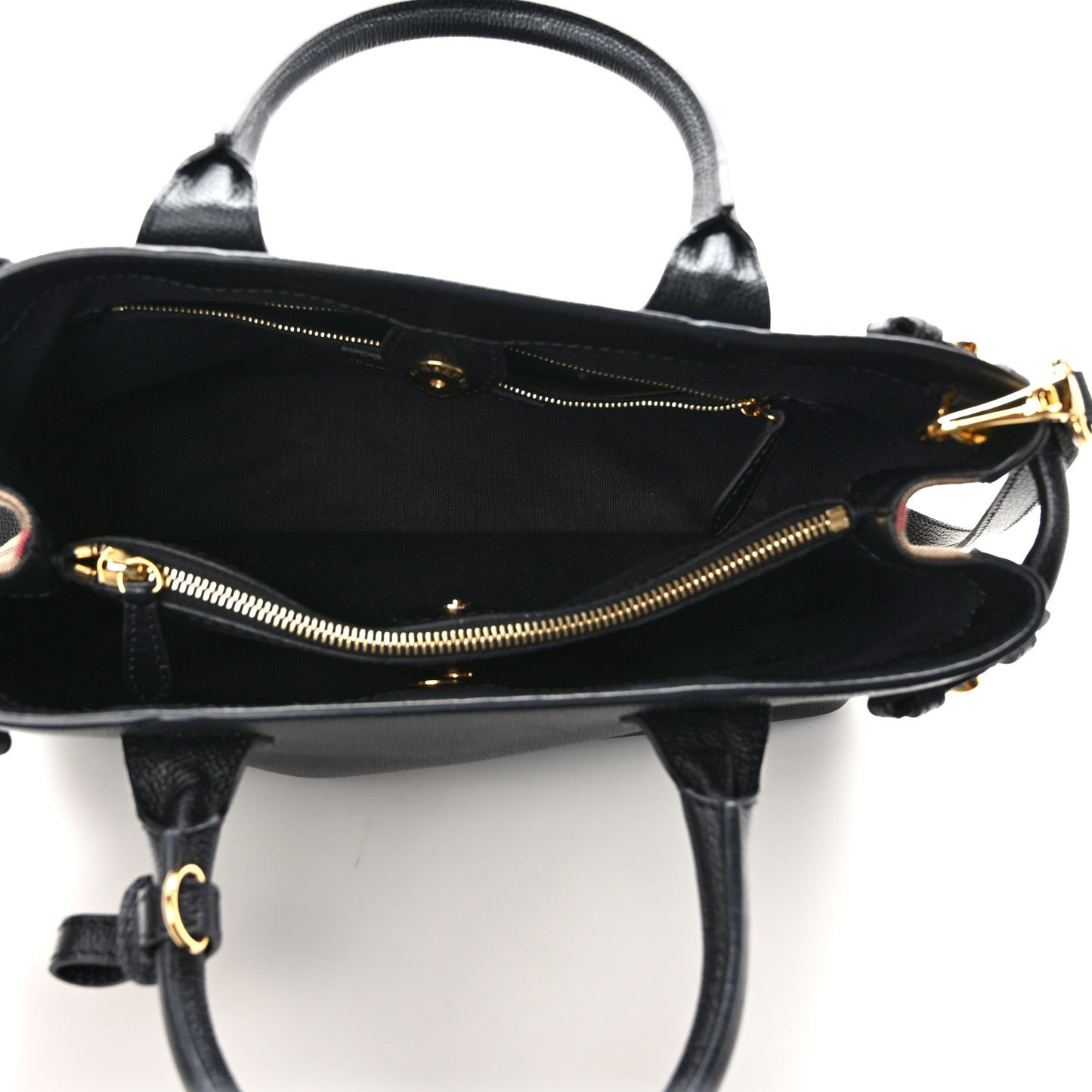 Derby Calfskin House Check Medium Banner Tote Black