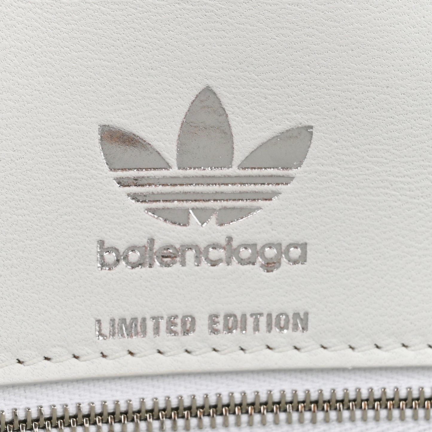X ADIDAS Shiny Box Calfskin Small Hourglass Top Handle Bag Off White Black