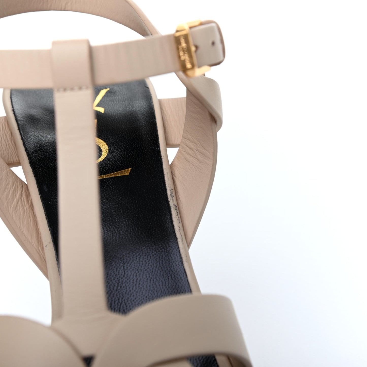 Calfskin Tribute 75 Platform Sandals 38 Nude Powder
