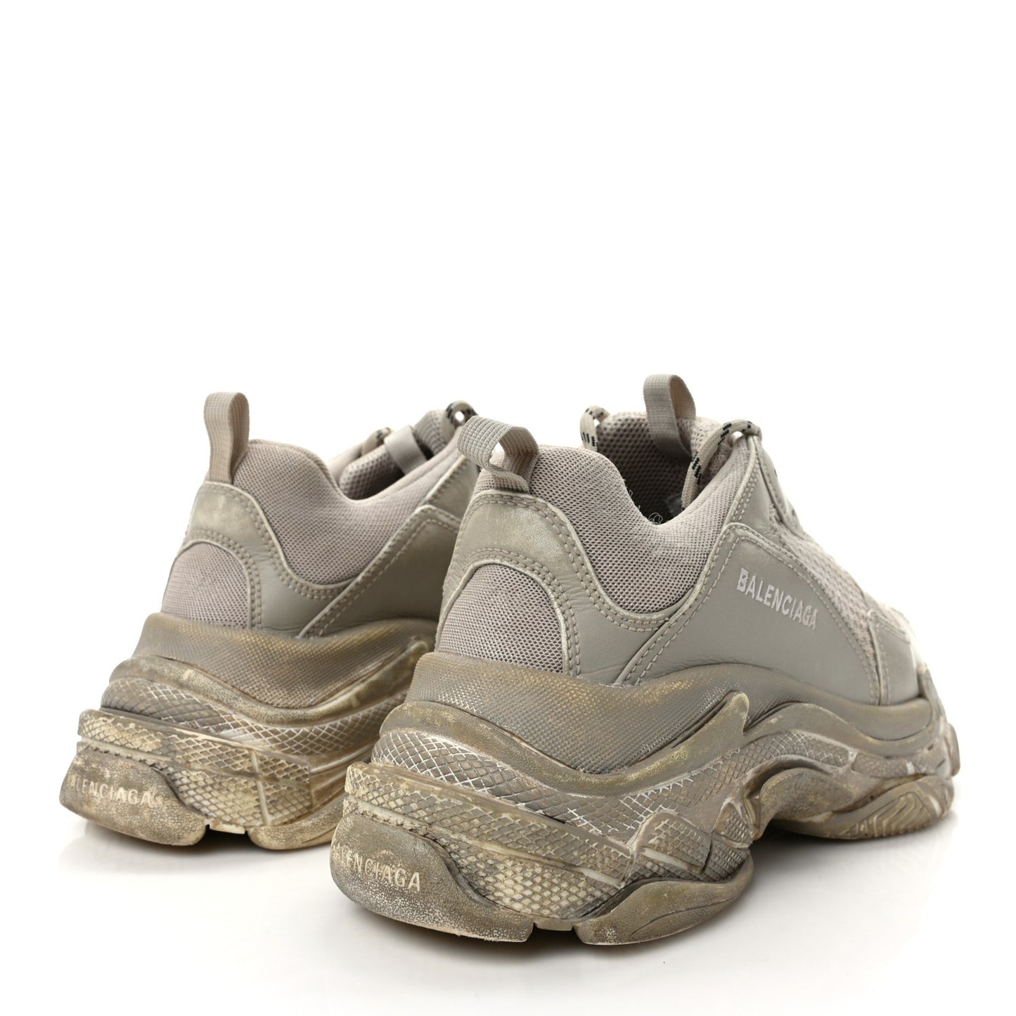 Fabric Mesh Distressed Womens Triple S Sneakers 41 Beige