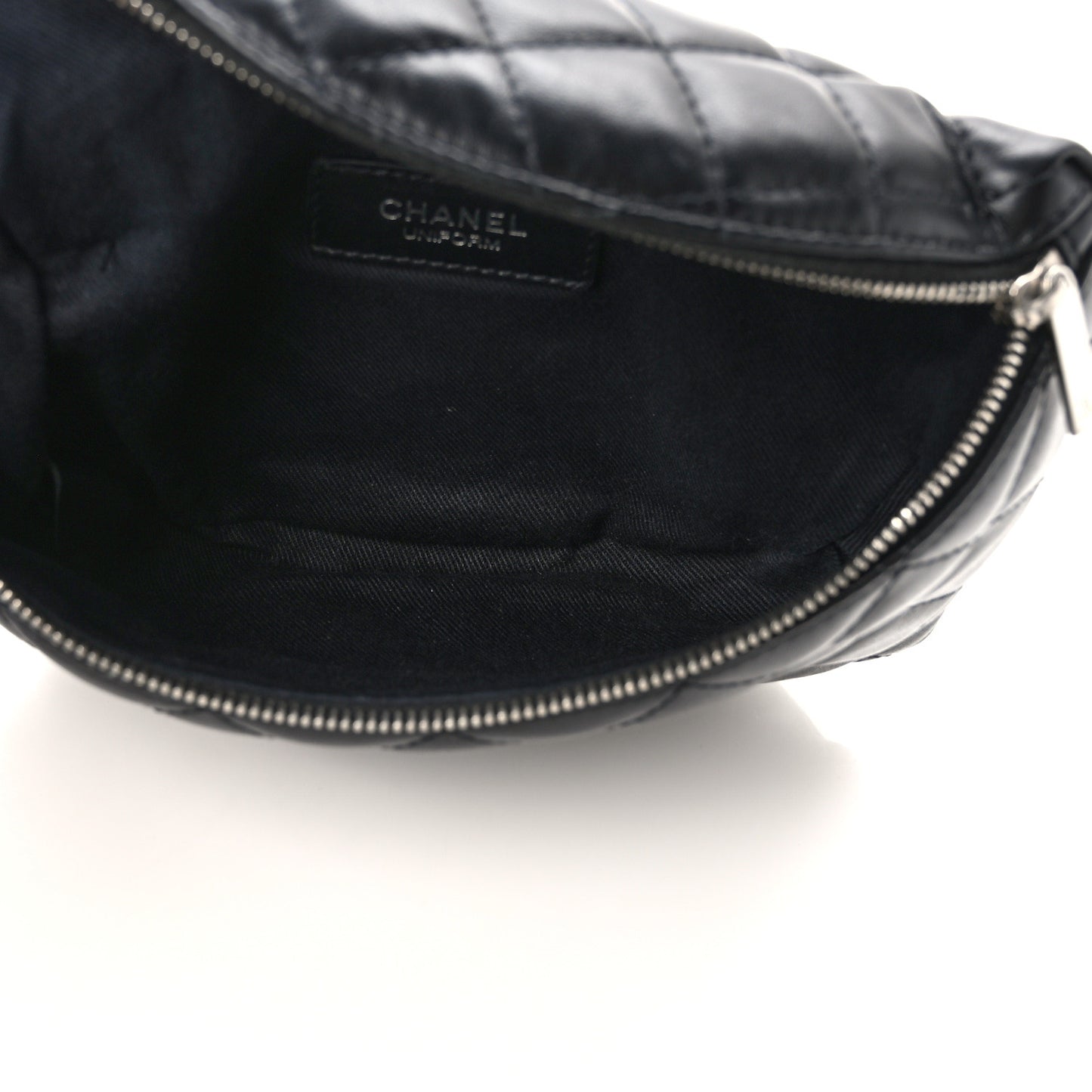 Calfskin Quilted Waist Belt Bag Black
