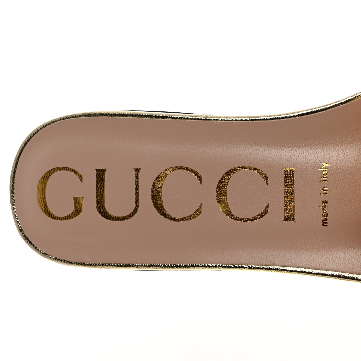 Metallic Nappa Crystal Square G Madelyn Slide Sandals 38 Gold