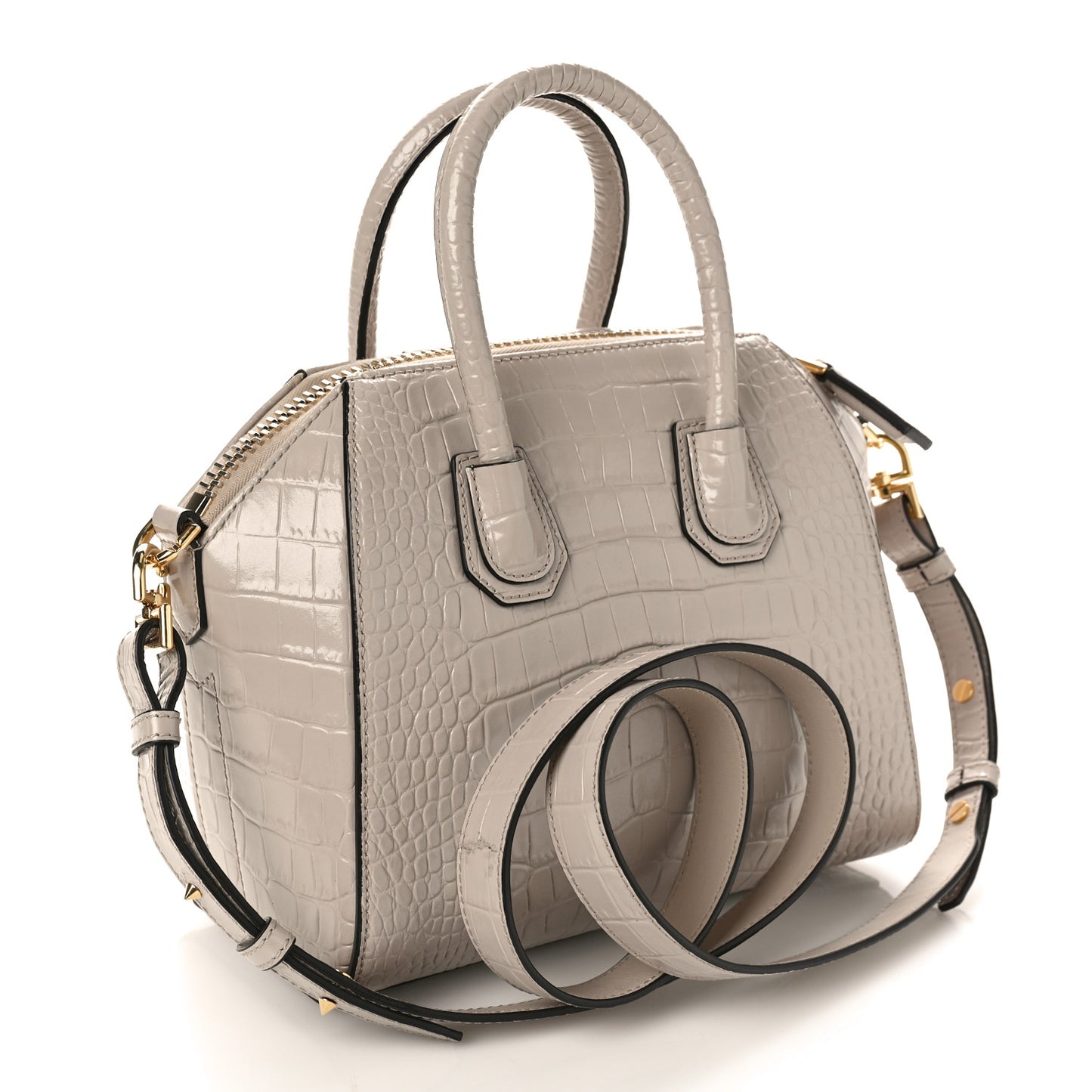 Calfskin Crocodile Embossed Mini Antigona Dune