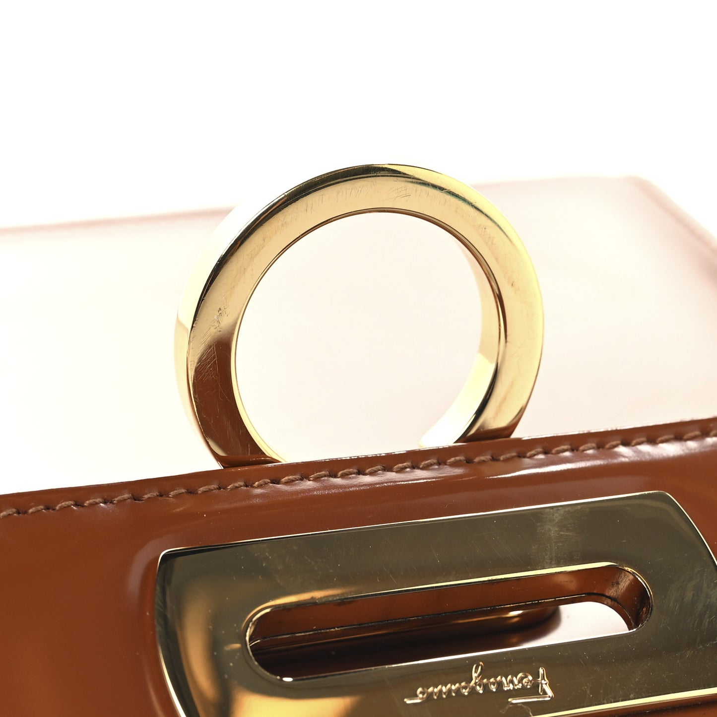 Brushed Off Calfskin Small Iconic Top Handle Cuoio