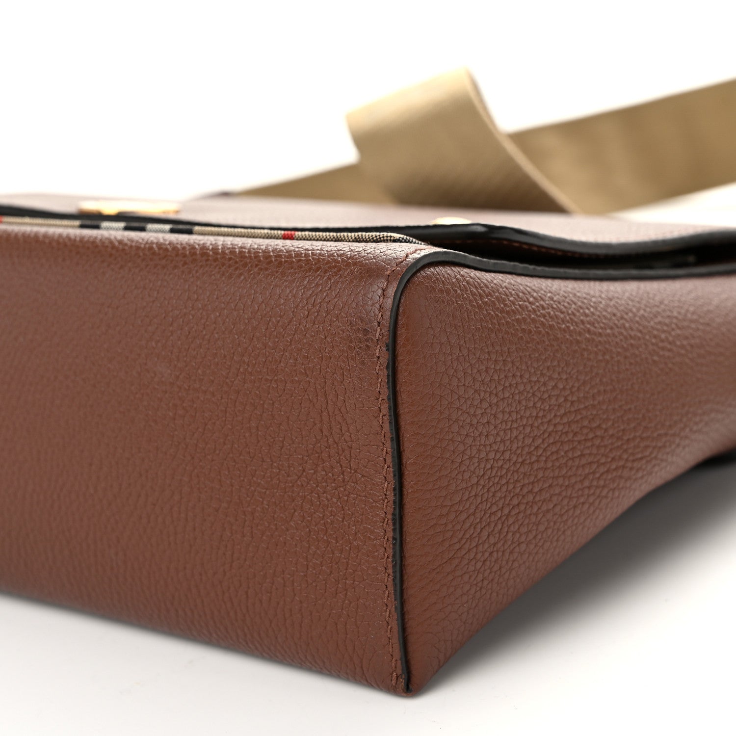 Burberry Calfskin Vintage Check Note Crossbody Bag Tan 10 of 10