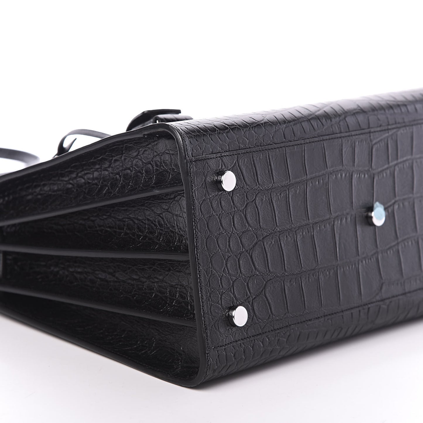Calfskin Crocodile Embossed Small Sac de Jour Black