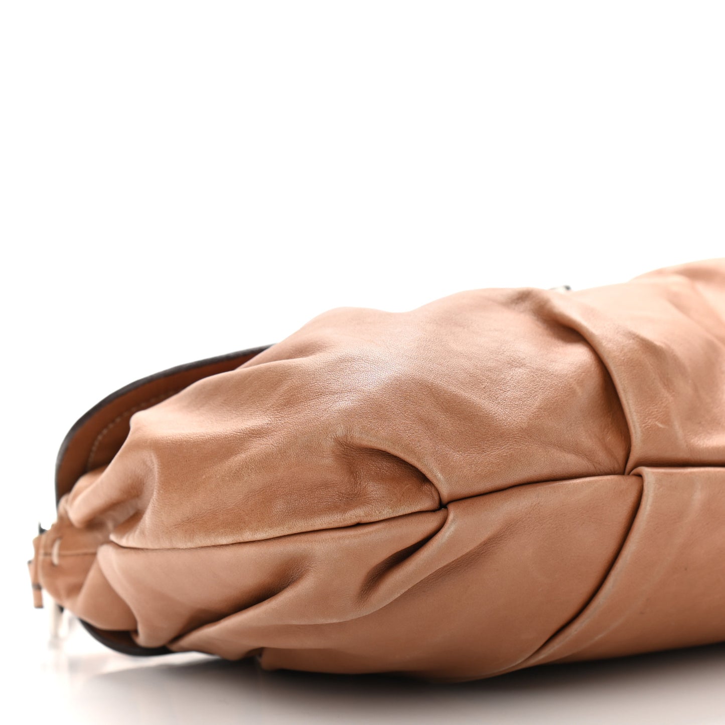 Soft Calfskin Pleated Shoulder Bag Brown