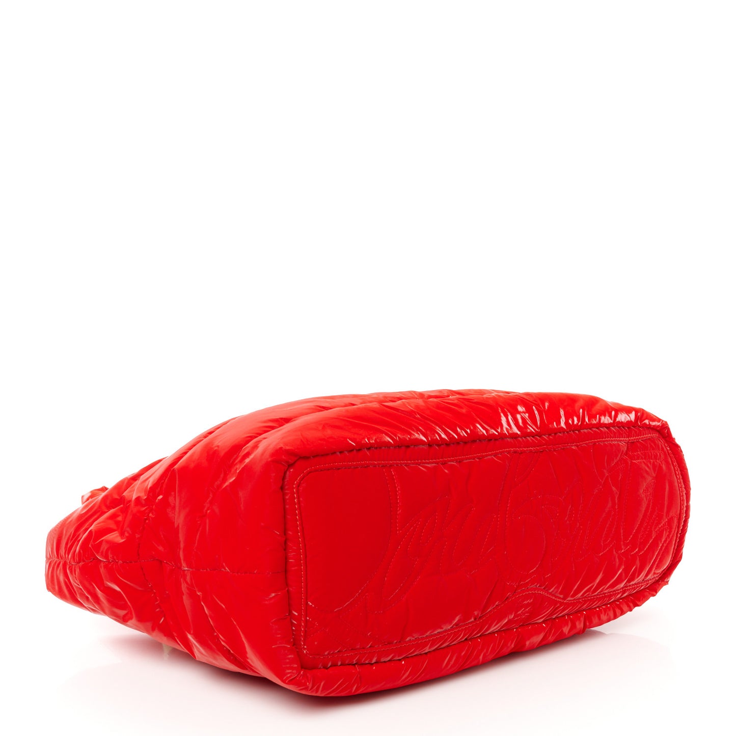 Nylon Padded Gloss Large Cabamoon Tote Red