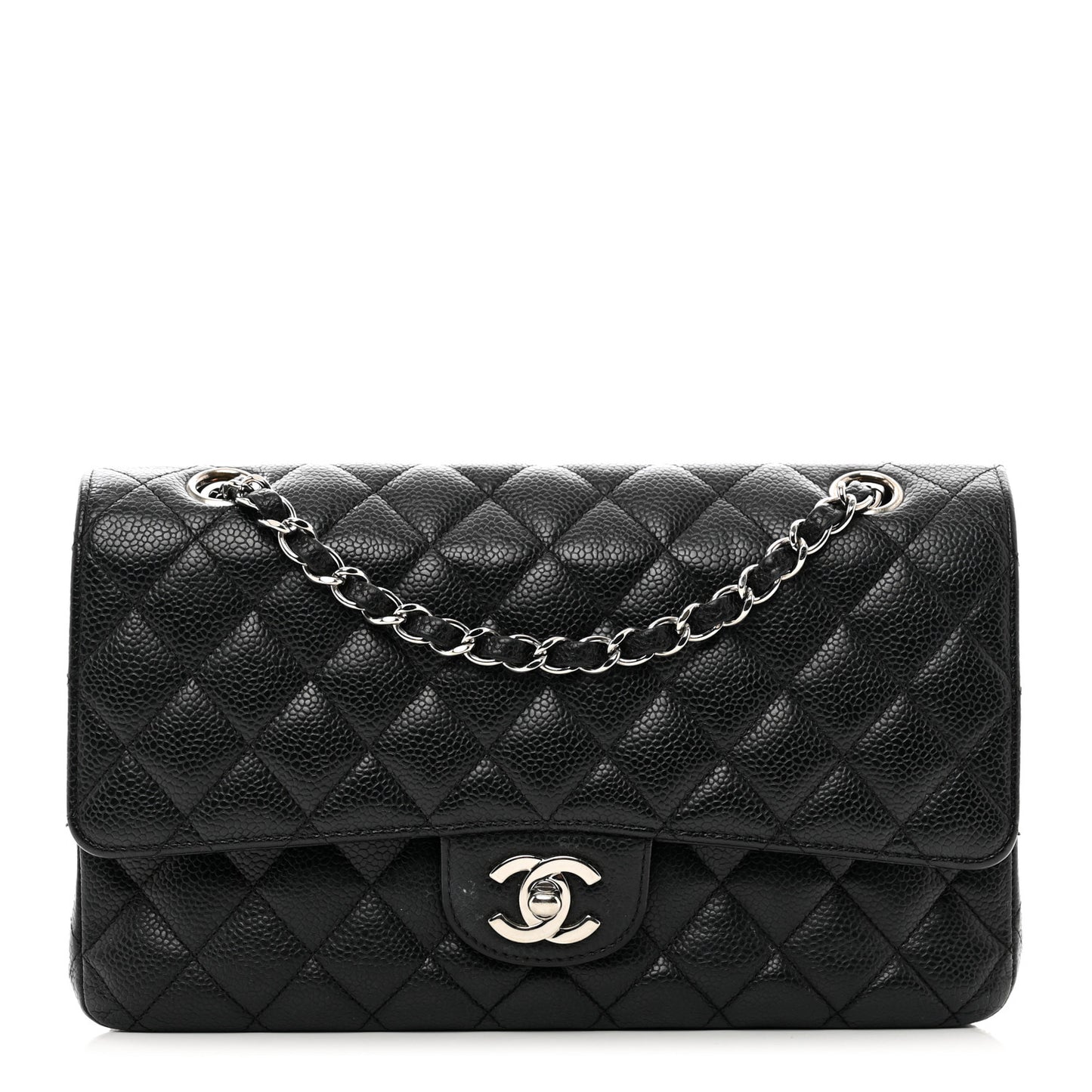 Caviar Quilted Medium Double Flap Black