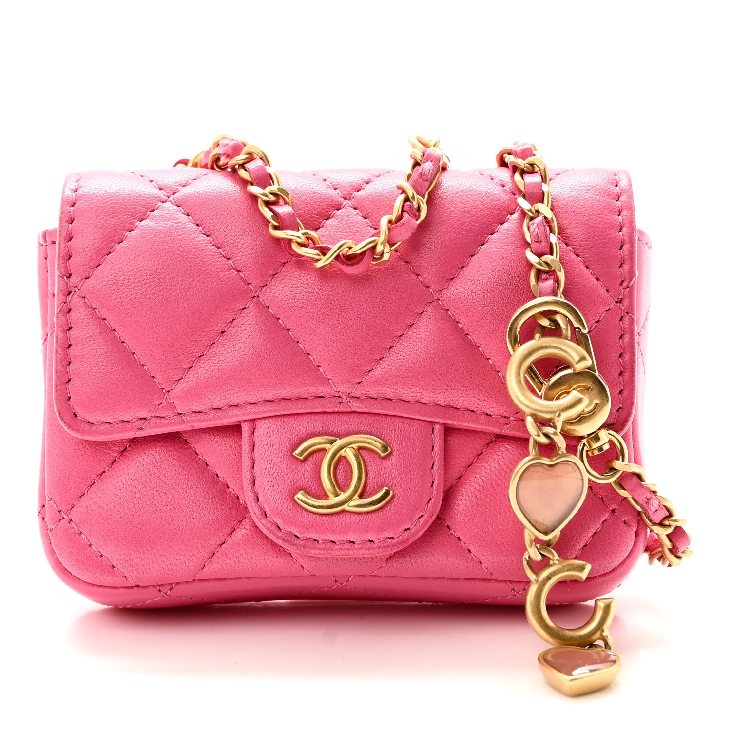 Chanel Lambskin Enamel Quilted Mini Chain Belt Bag Pink 1934848