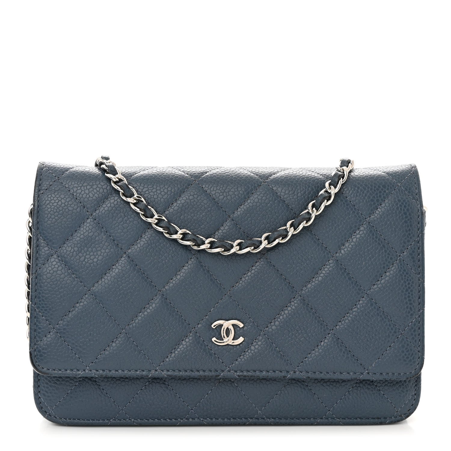 Chanel Caviar Quilted Wallet on Chain WOC Blue 1 of 14
