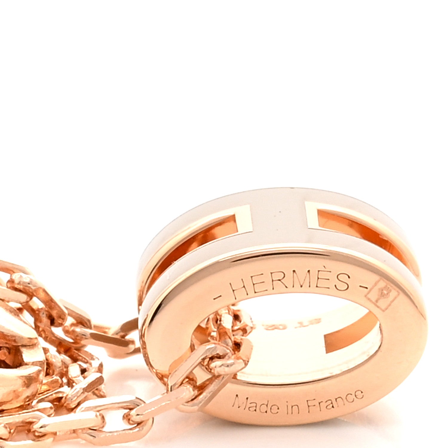 Hermes Lacquered Rose Gold Mini Pop H Pendant Necklace Marron Glace 4 of 4