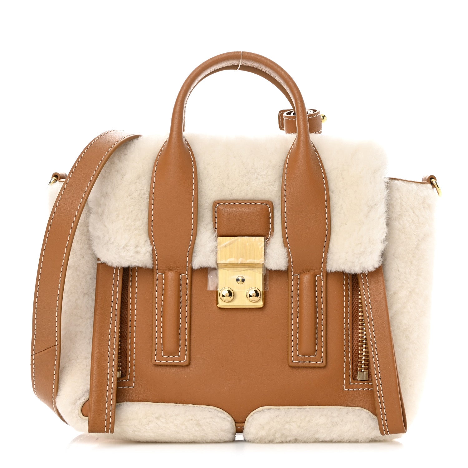 3.1 Phillip Lim Calfskin Shearling Mini Pashli Satchel Brown 1 of 13