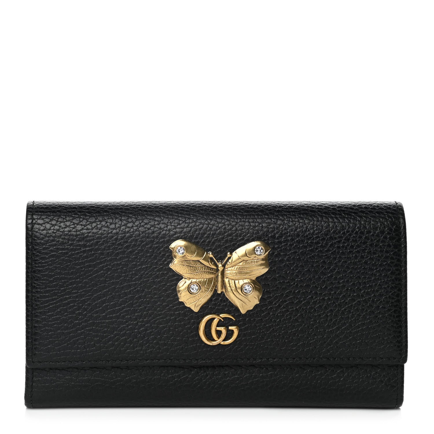 Gucci Calfskin Garden Continental Wallet Black 911285 – FASHIONPHILE