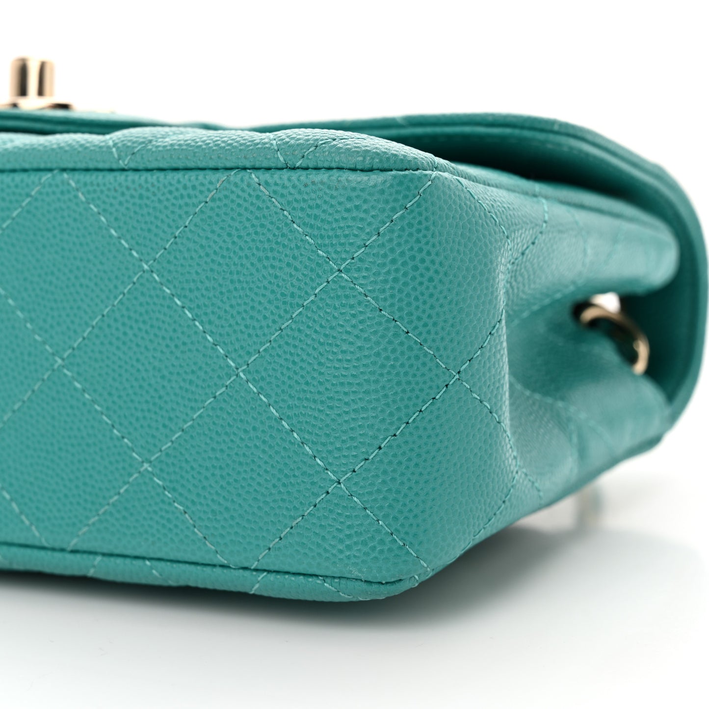 Caviar Quilted Mini Rectangular Flap Turquoise