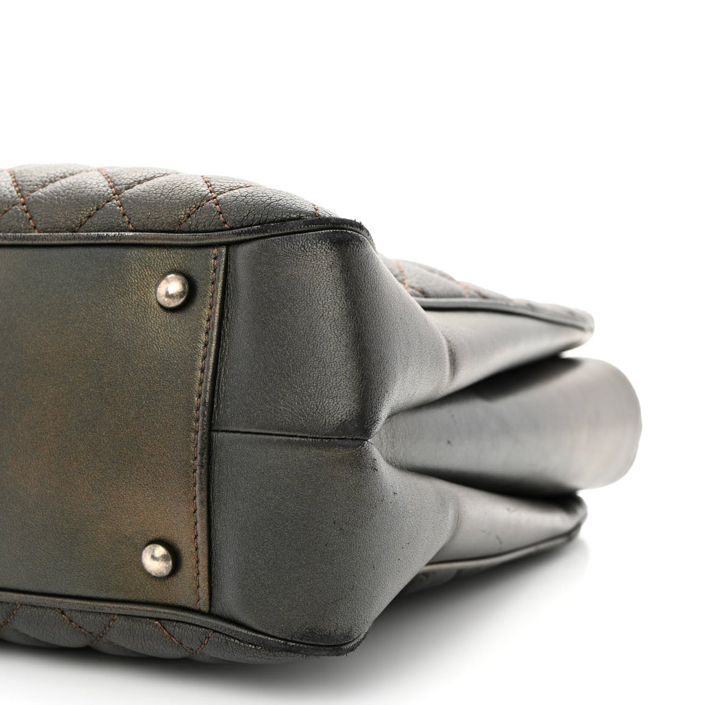 Metallic Goatskin Quilted Medium Rock In Rome Tote Charcoal