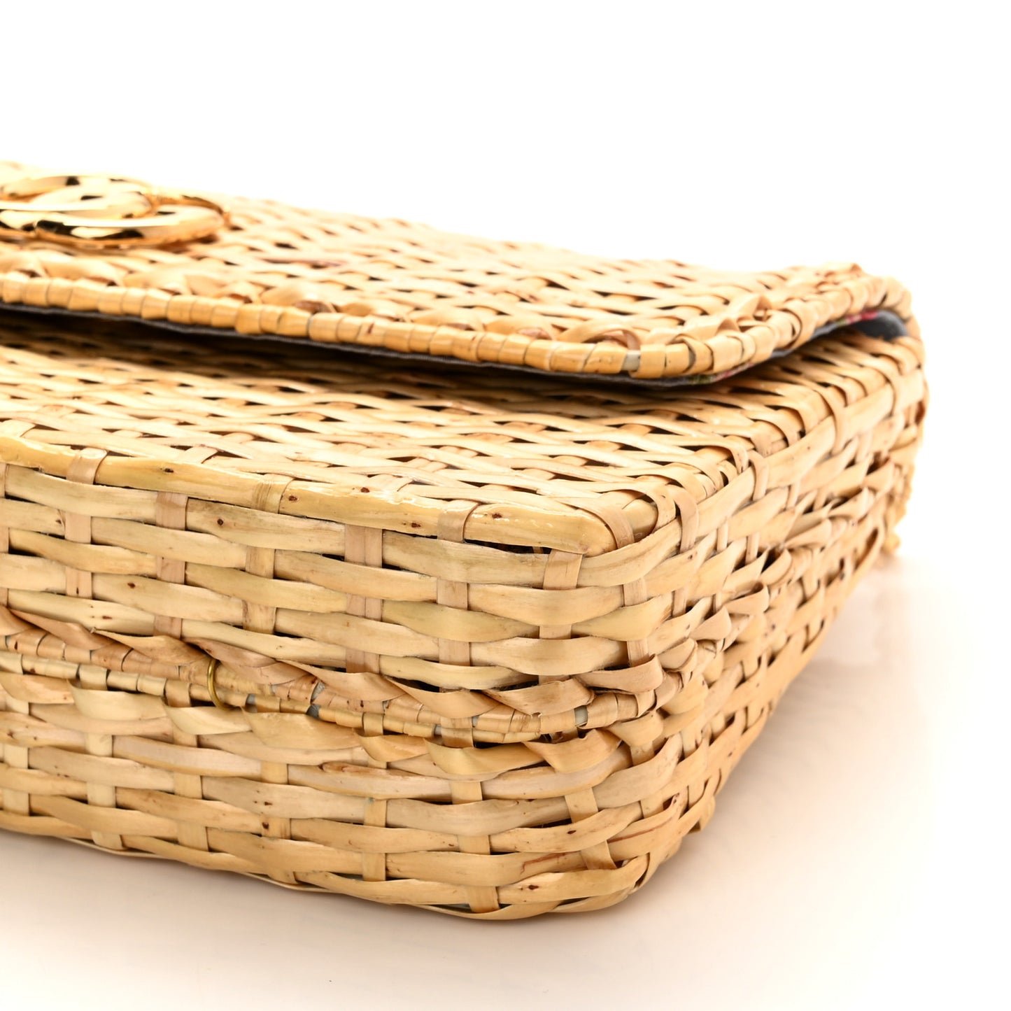 Glazed Wicker Small Cestino Shoulder Bag Natural