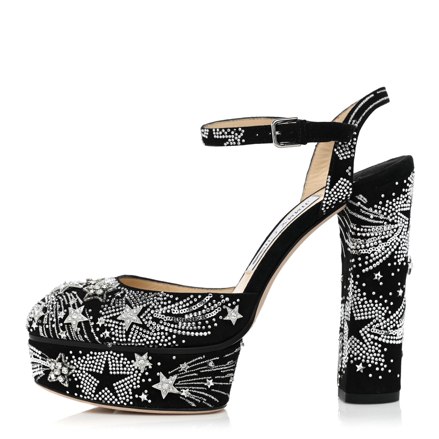 Suede Crystal Supernova Maple 125 Platform Pumps 36 Black