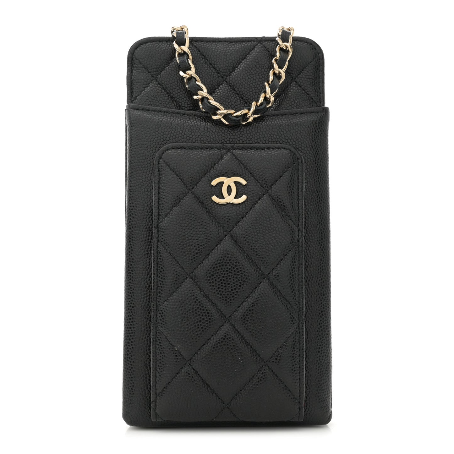 Caviar Quilted Zip Phone Case Black