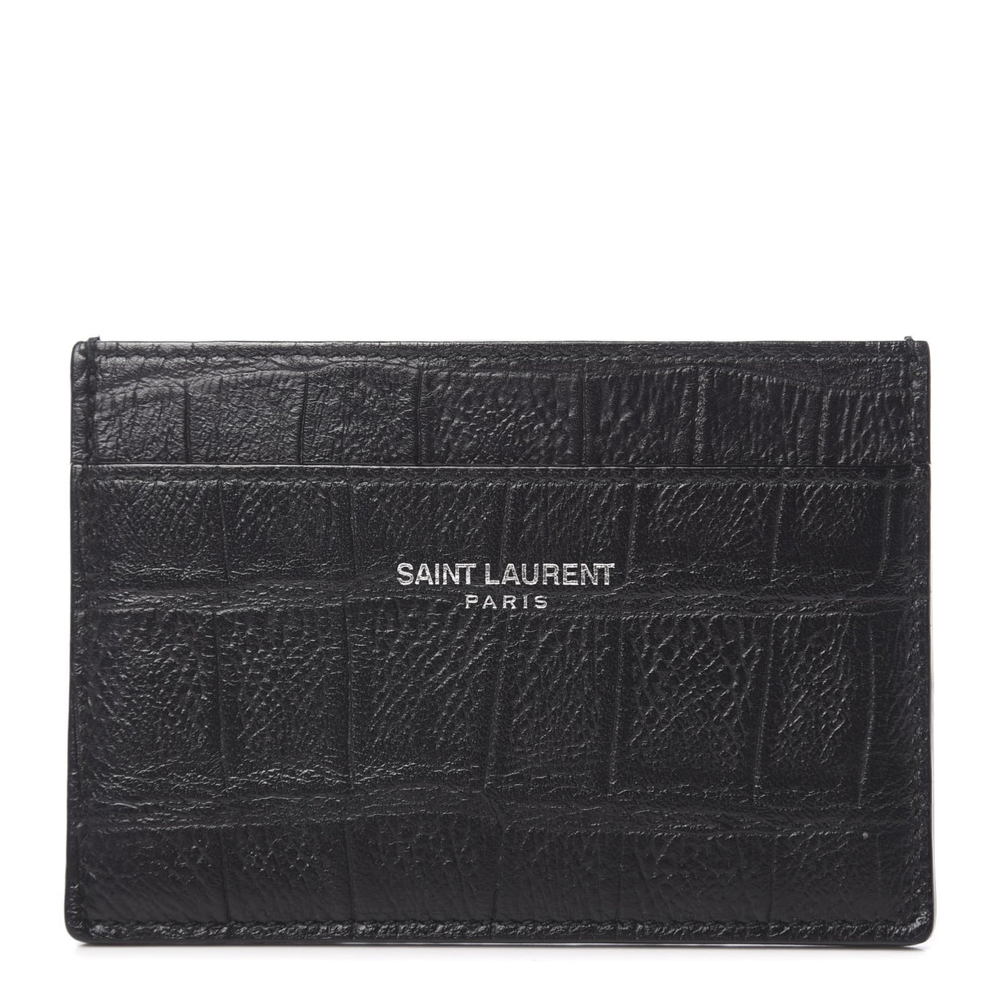 Calfskin Crocodile Embossed Card Case Black