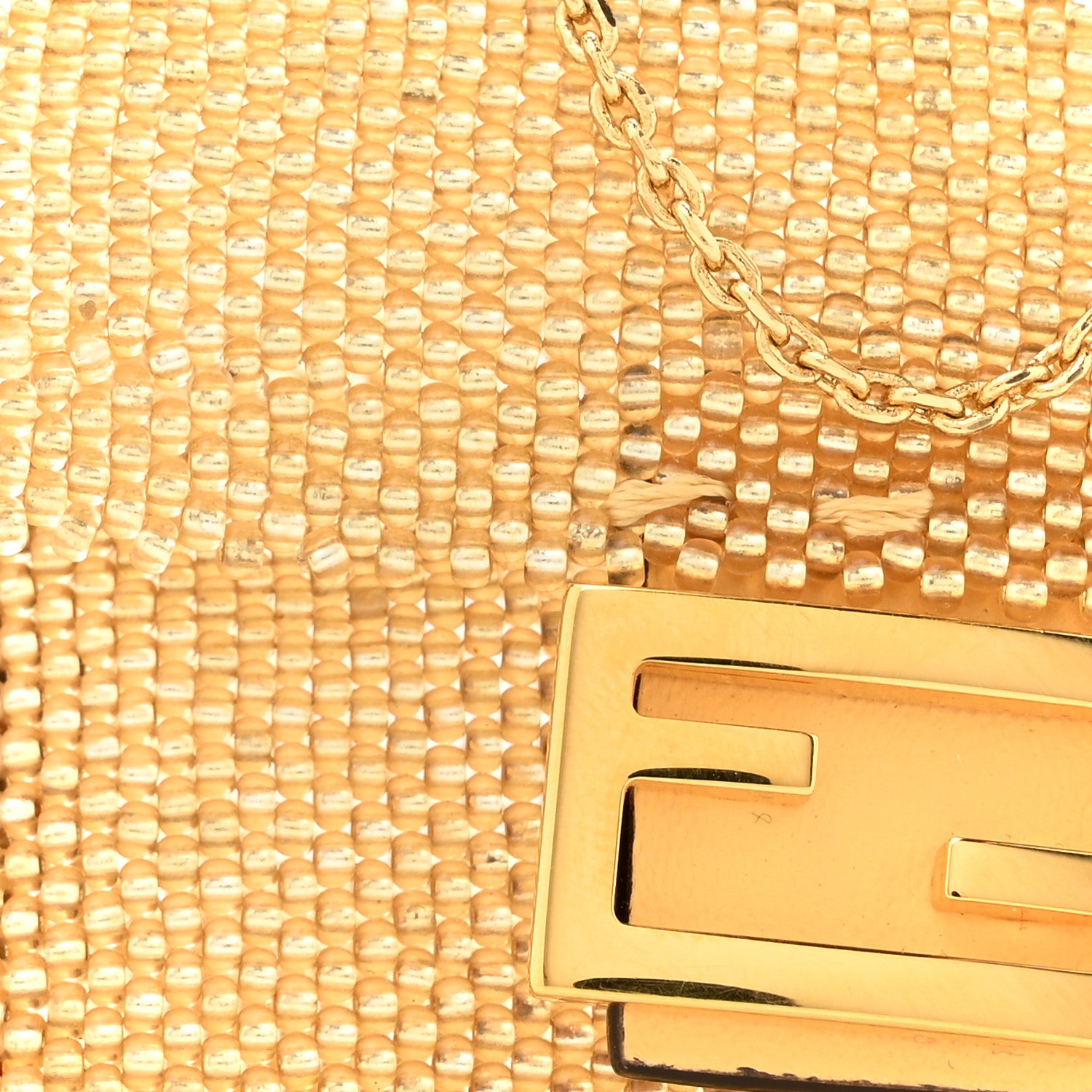 Fendi Glass Vitello King Beaded Mini Pico Baguette Charm Semolino 8 of 11