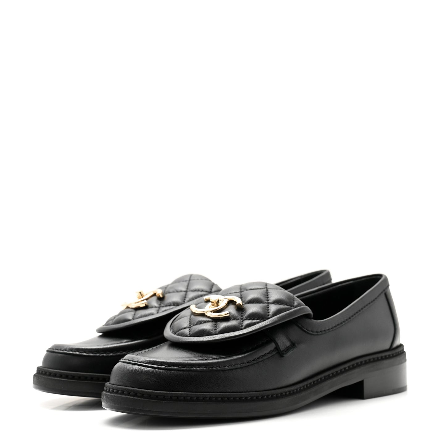 Lambskin Quilted CC Turnlock Loafers 37 Black