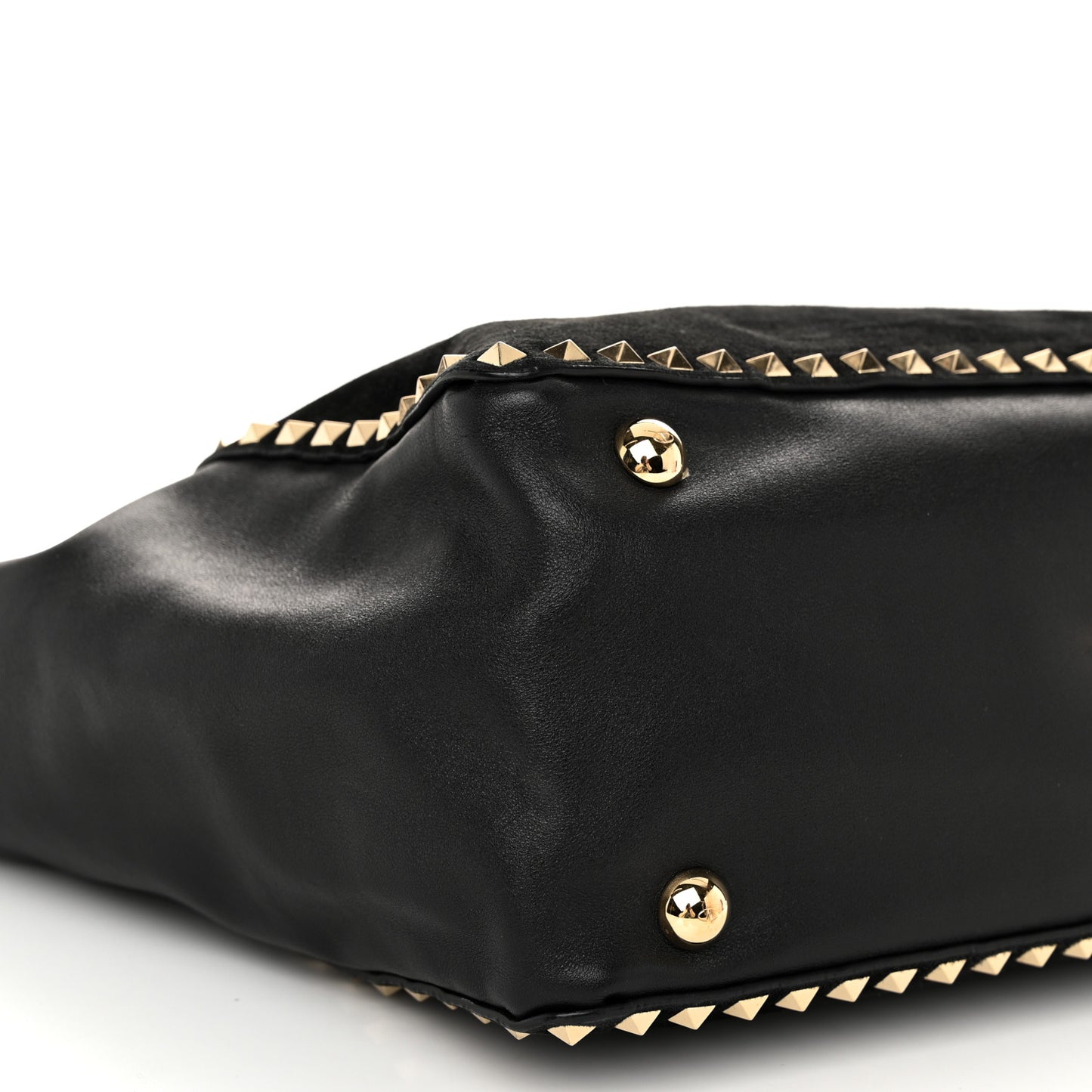 Suede Calfskin Medium Rockstud Tote Black