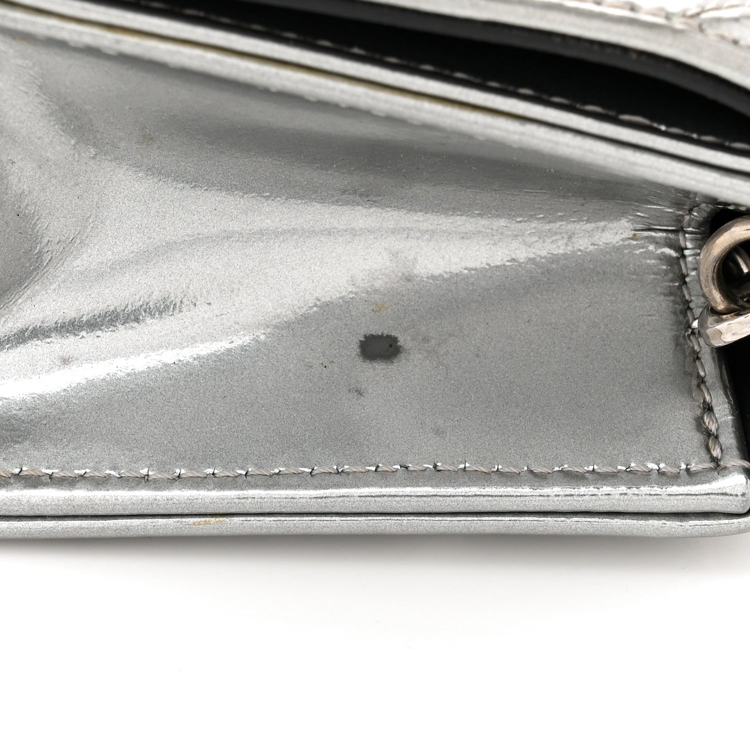 Christian Dior Metallic Patent Micro-Cannage Baby Diorama Flap Bag Silver 11 of 14