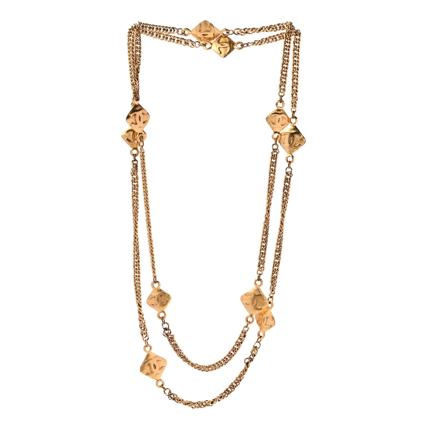 Metal CC Long Chain Necklace Gold