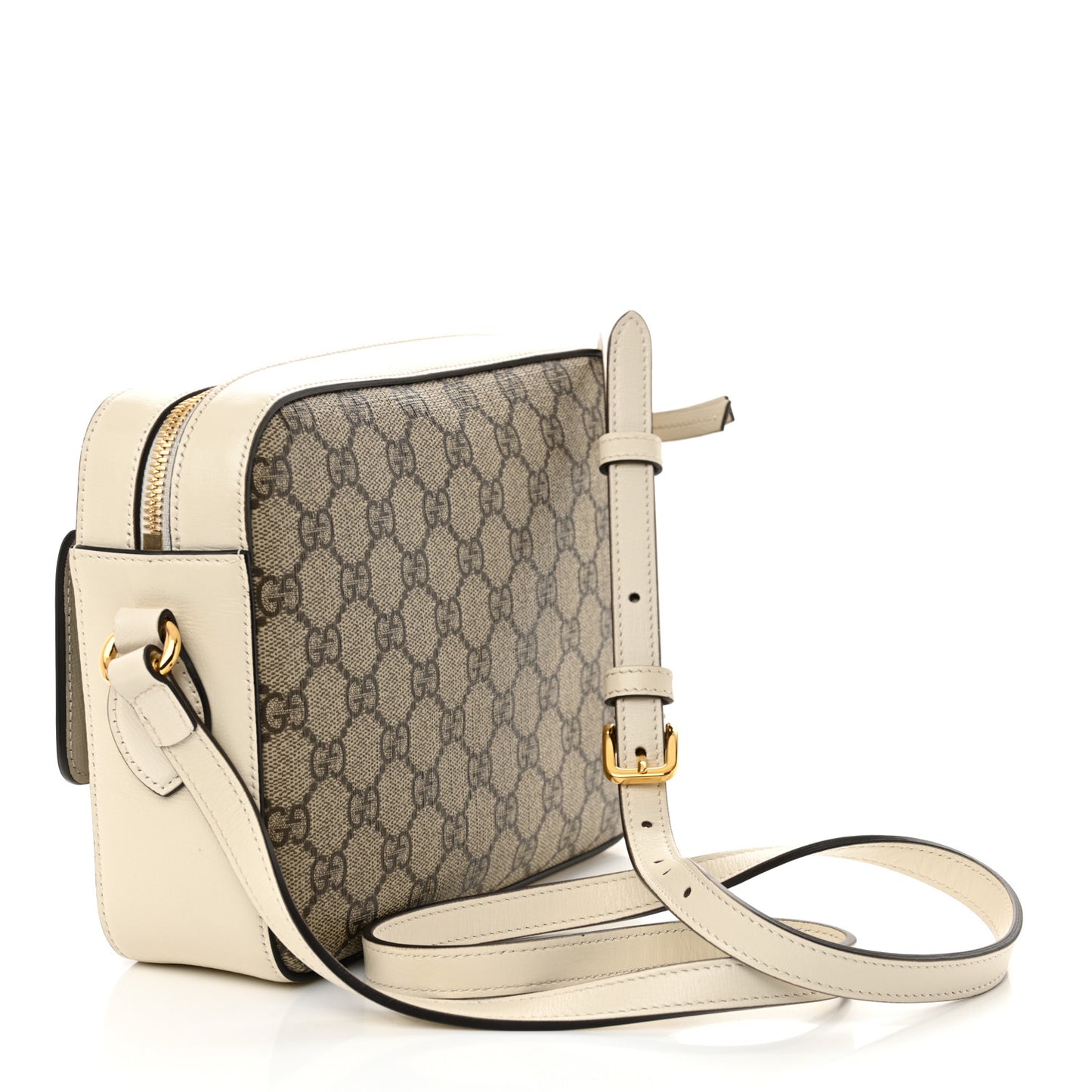 GG Supreme Monogram Small Horsebit 1955 Shoulder Bag Beige Mystic White