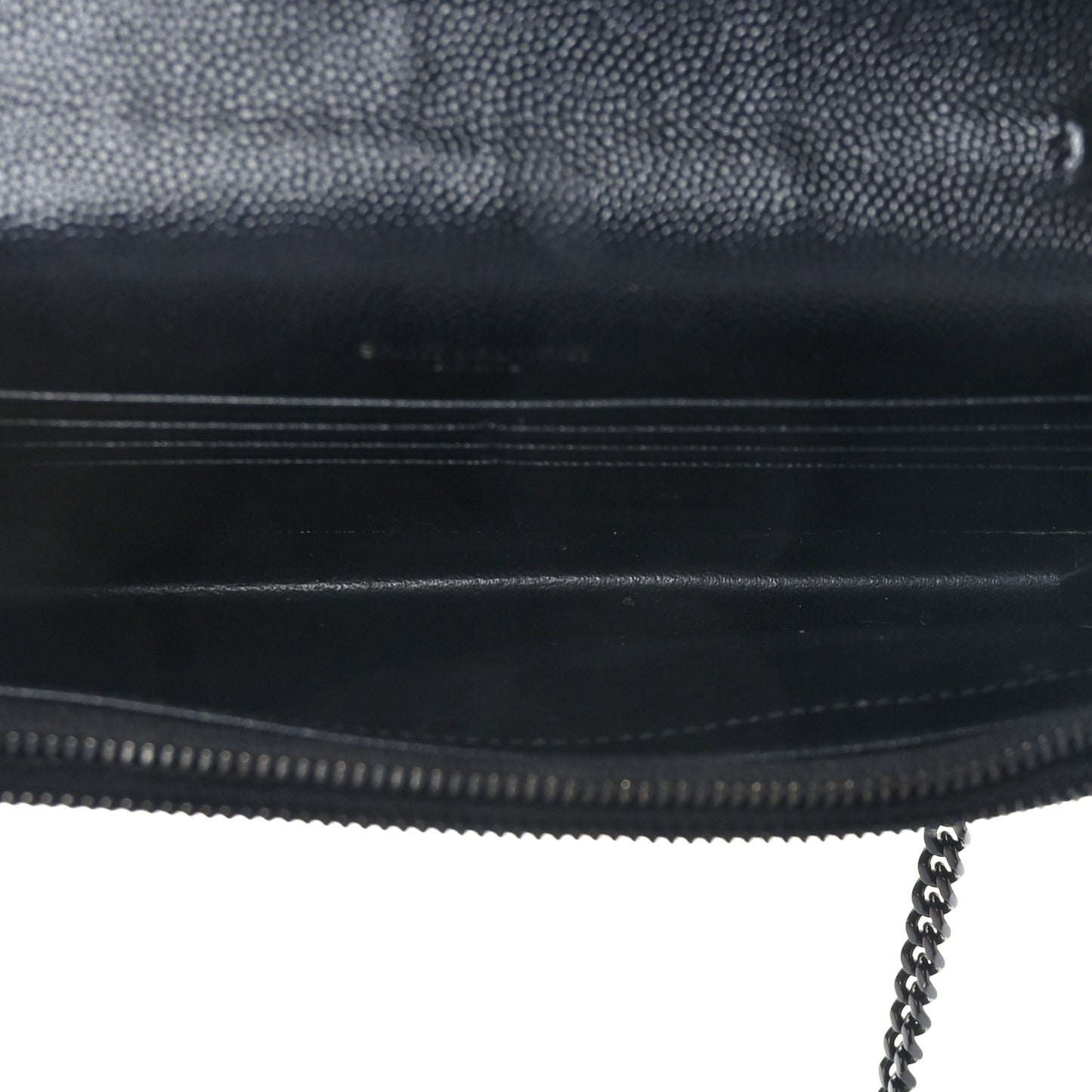 Grain De Poudre Matelasse Chevron Monogram Monochrome Envelope Chain Wallet Black