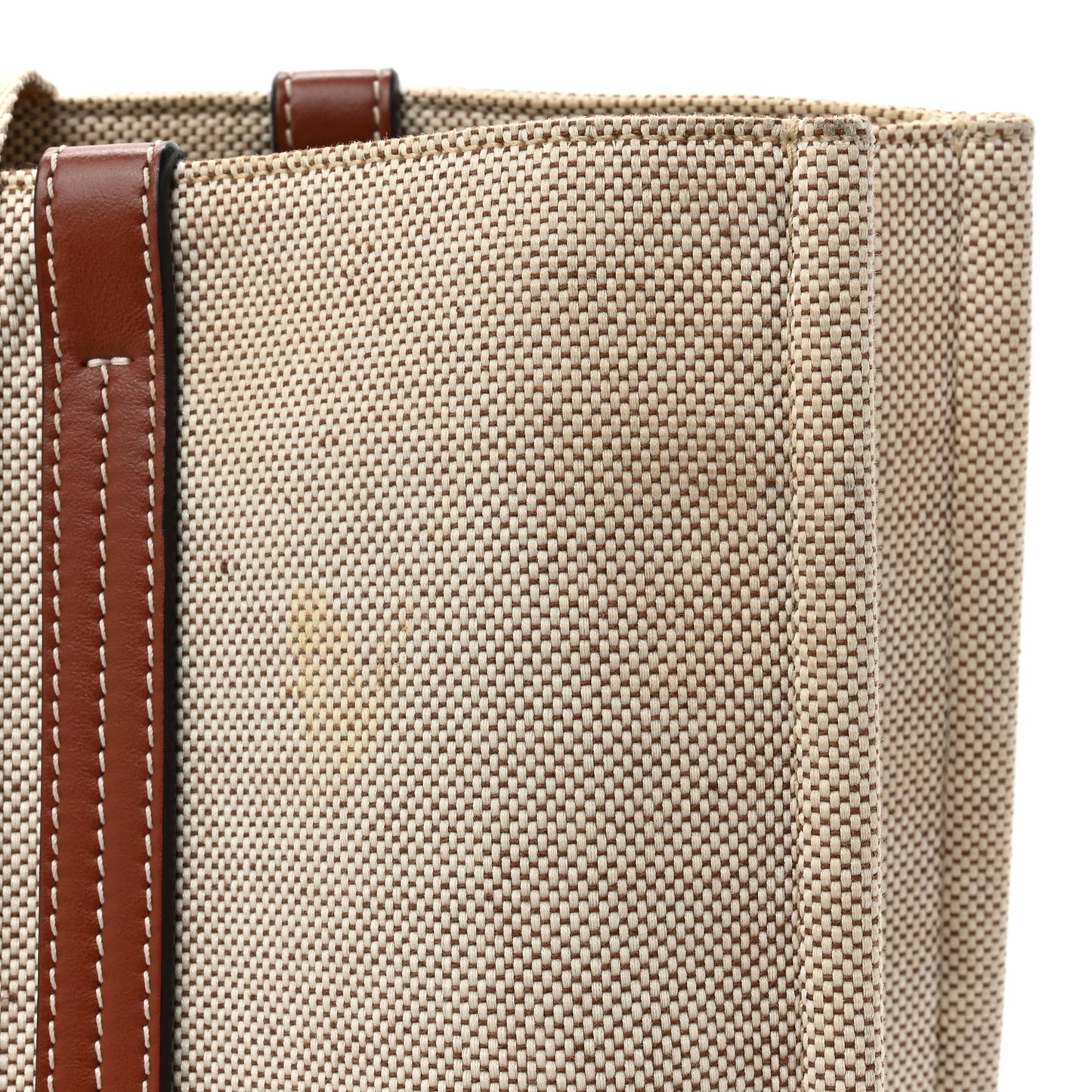 Cotton Calfskin Large Woody Ribbon Tote White Brown