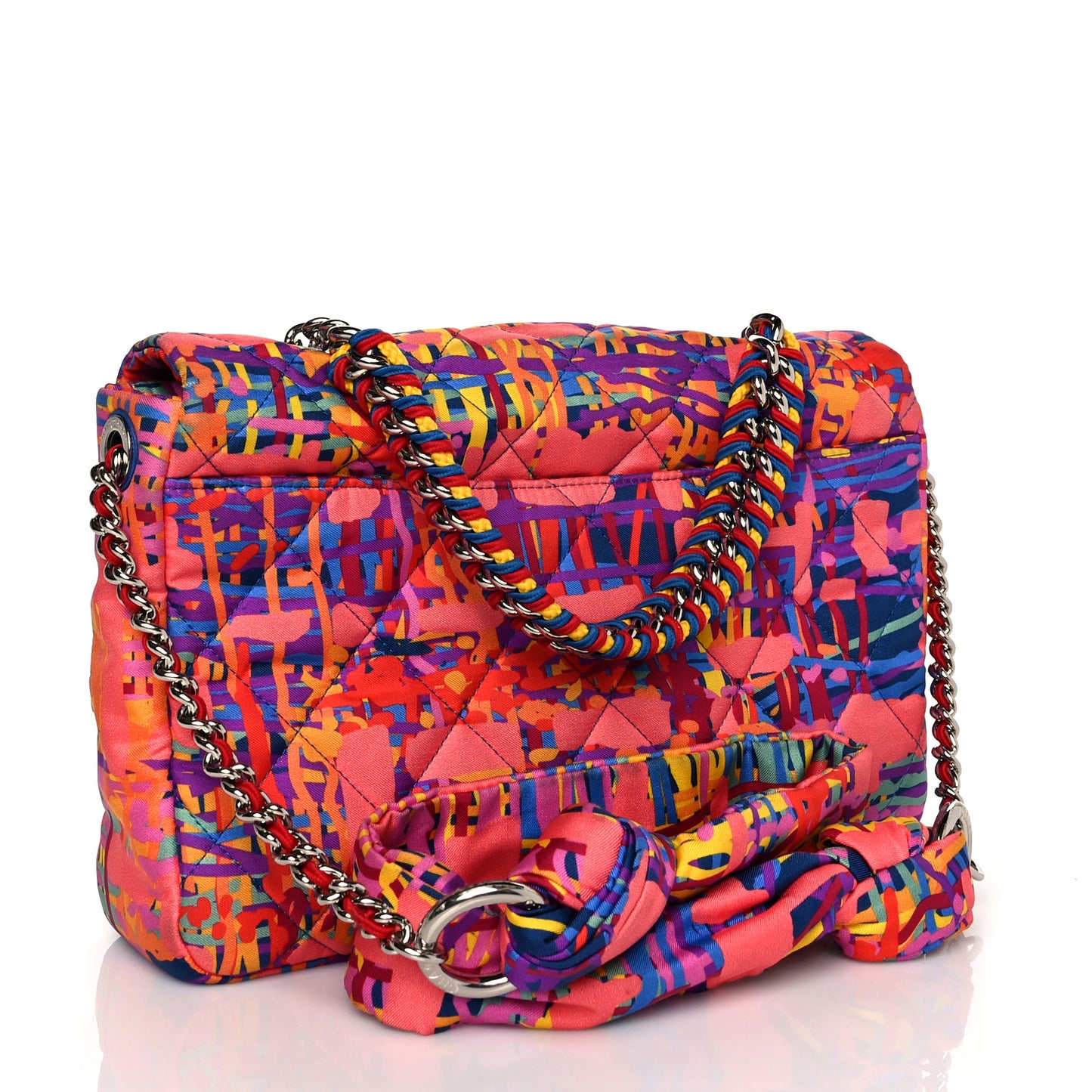 Foulard Fabric Quilted Printed Flap Pink