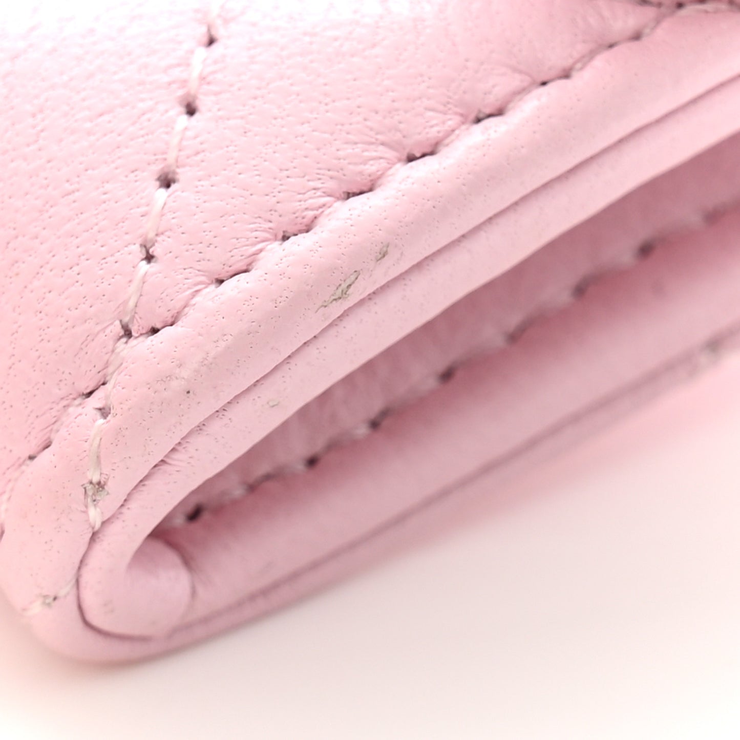 Lambskin Quilted Flap Card Holder Wallet Light Pink