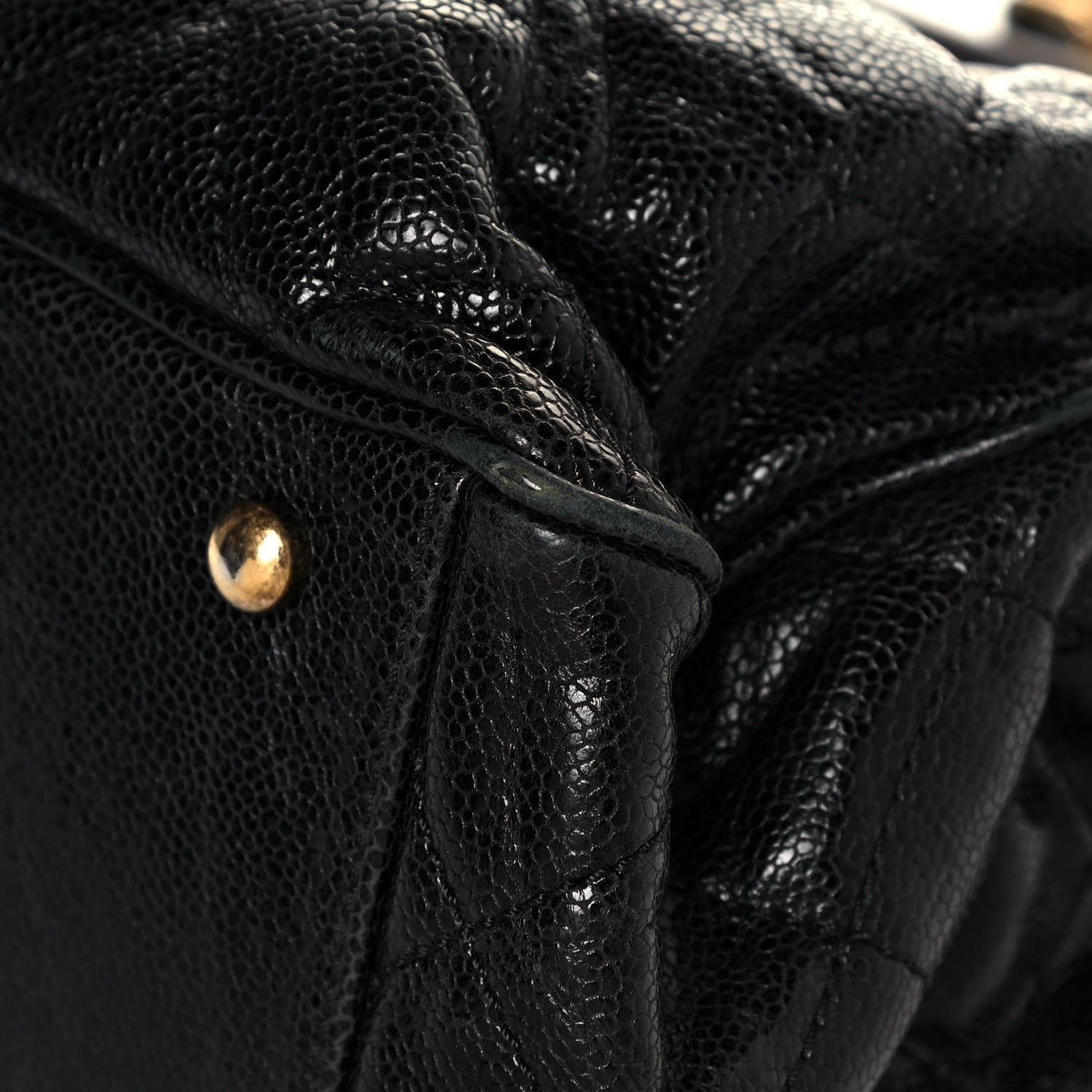 Glazed Caviar Quilted Small Shiva Tote Black