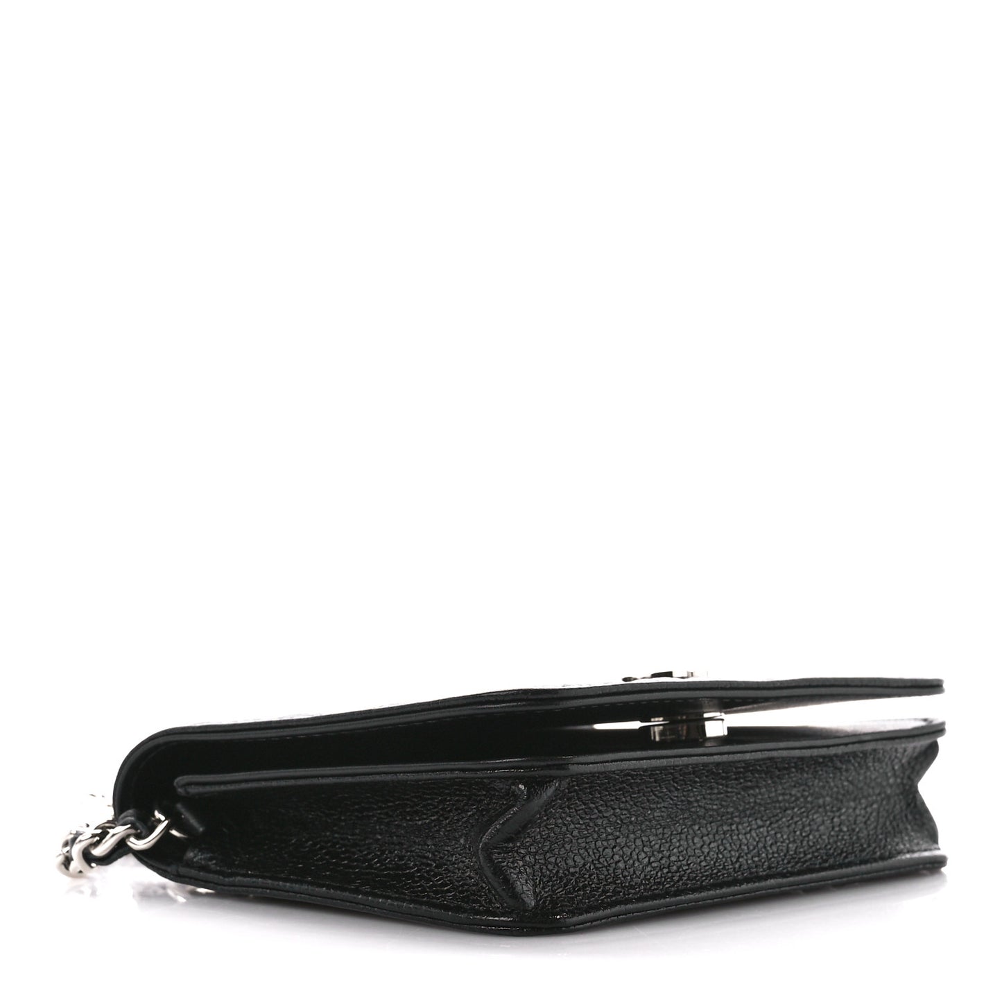 Caviar Camellia Embossed Chain Belt Bag Black